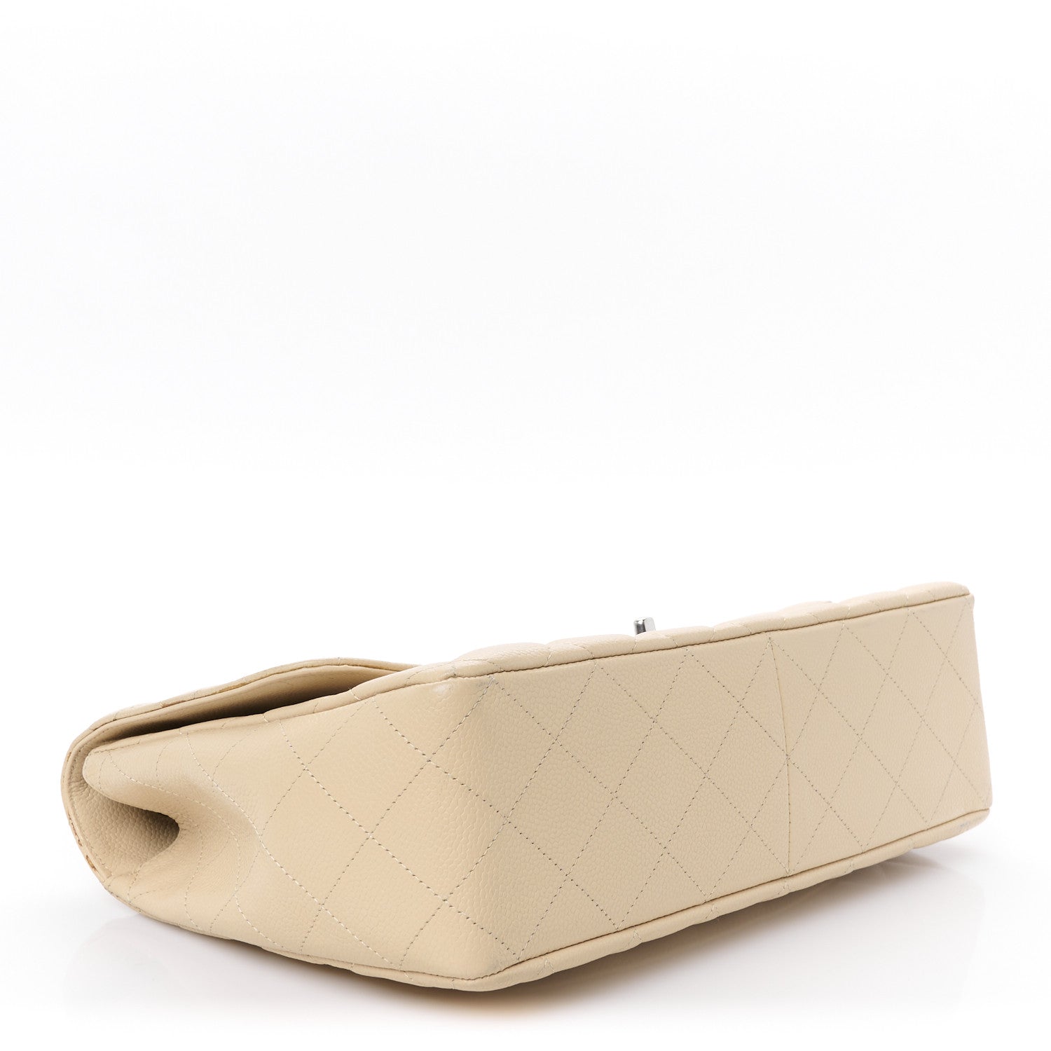 Caviar Quilted Jumbo Single Flap Beige Clair