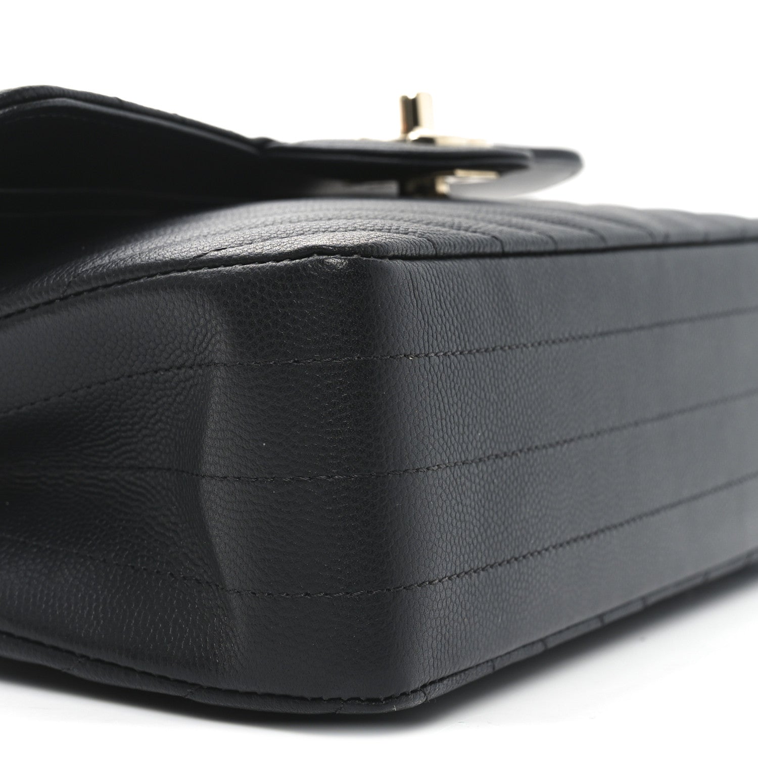 Caviar Chevron Quilted Small Double Flap Black