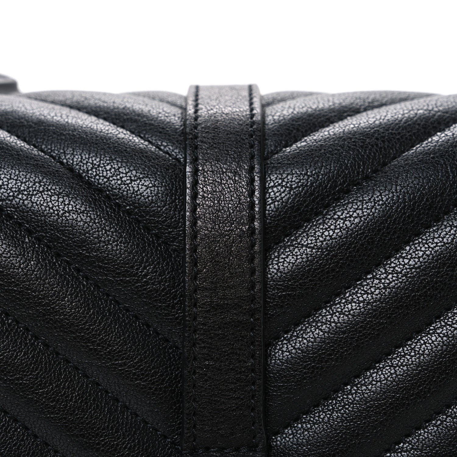 Sheepskin Matelasse Chevron Monogram Monochrome Medium College Bag Black