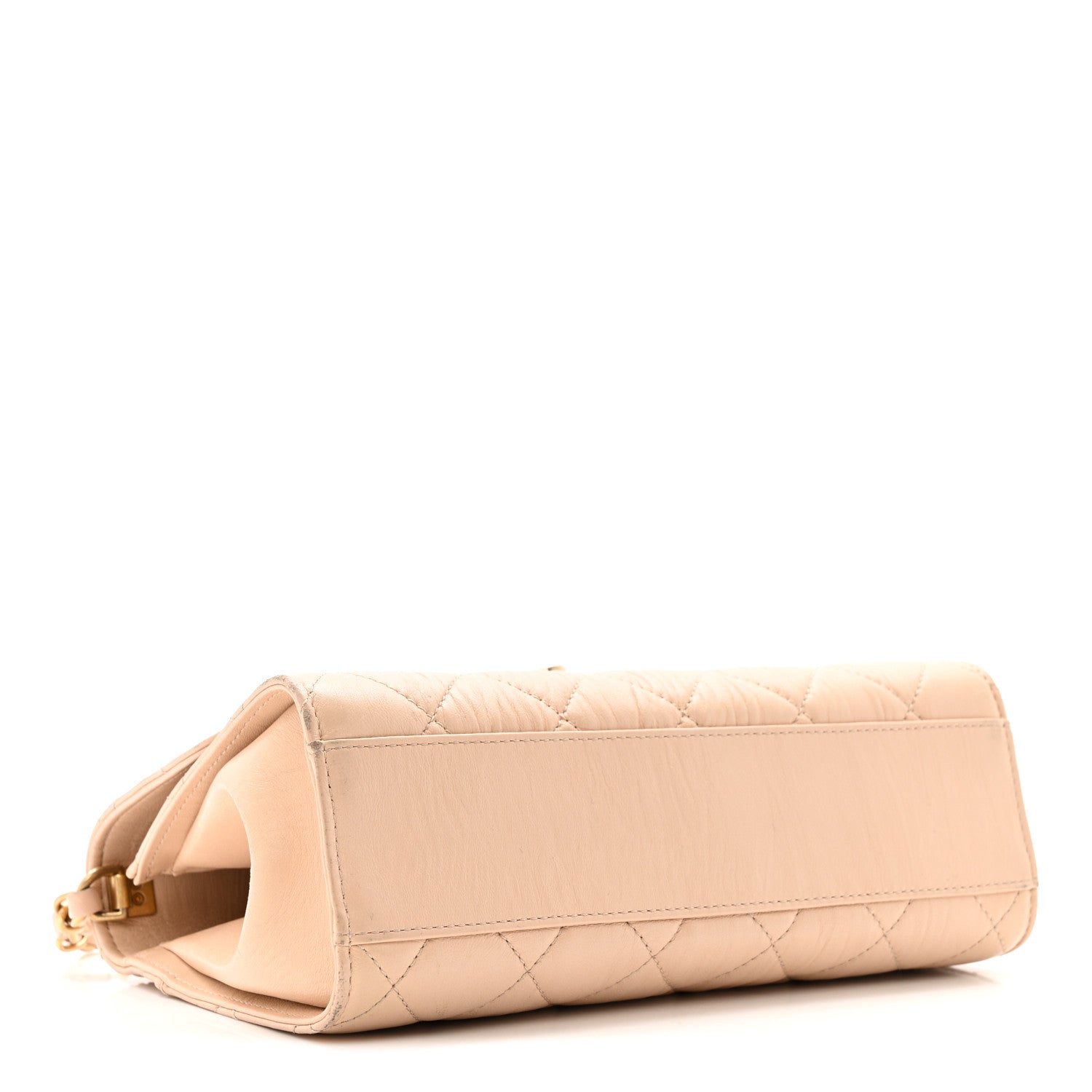 Crumpled Lambskin Quilted Small CC Links Top Handle Flap Beige