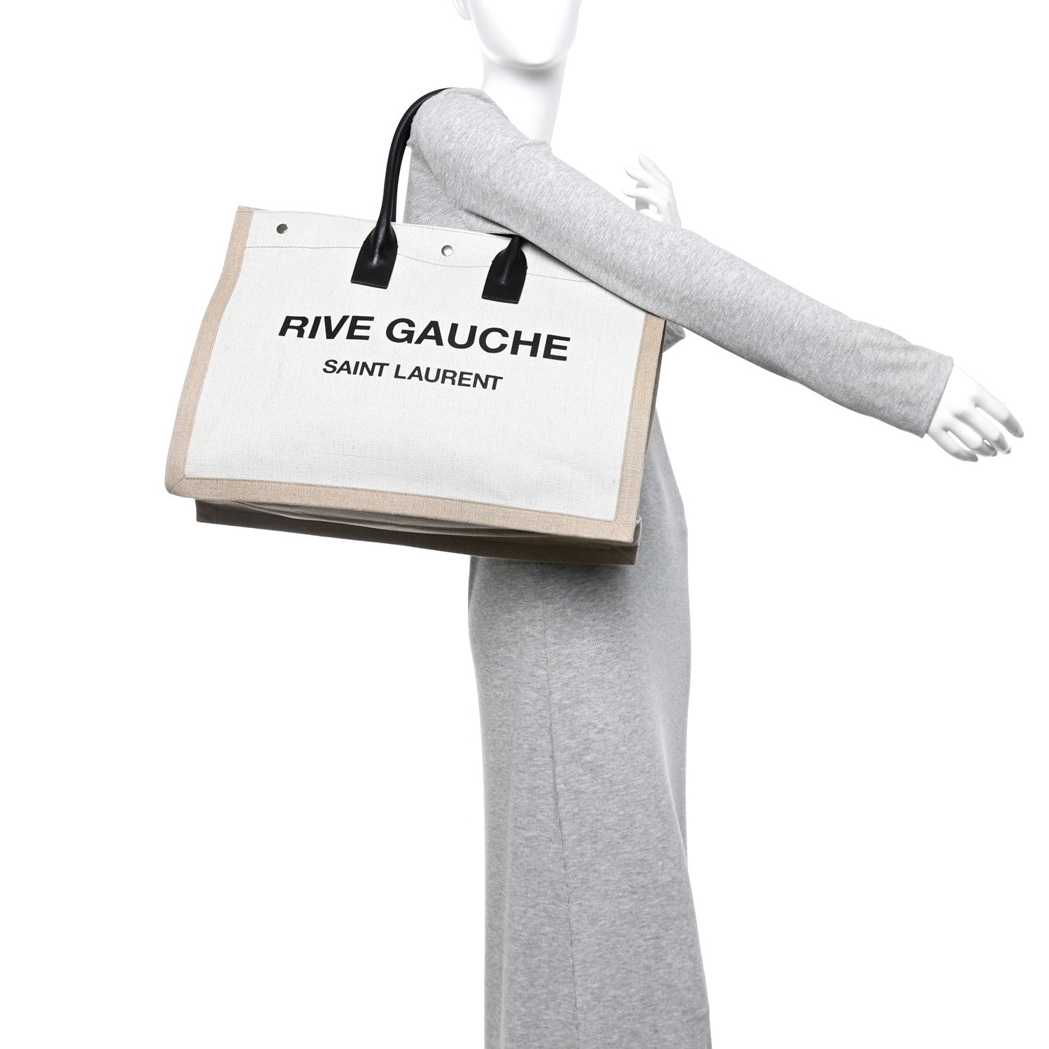Linen Calfskin Rive Gauche Tote Optic White