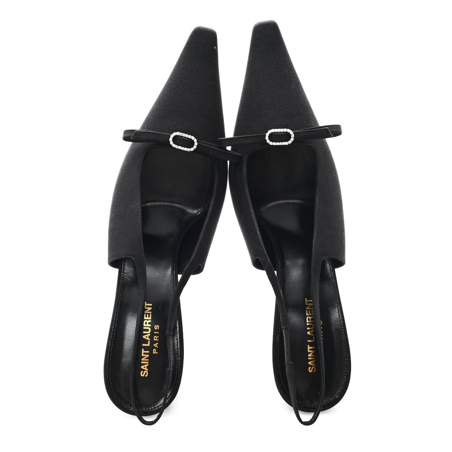 Crepe De Chine Crystal Bow Slingback Pumps 41.5 Black