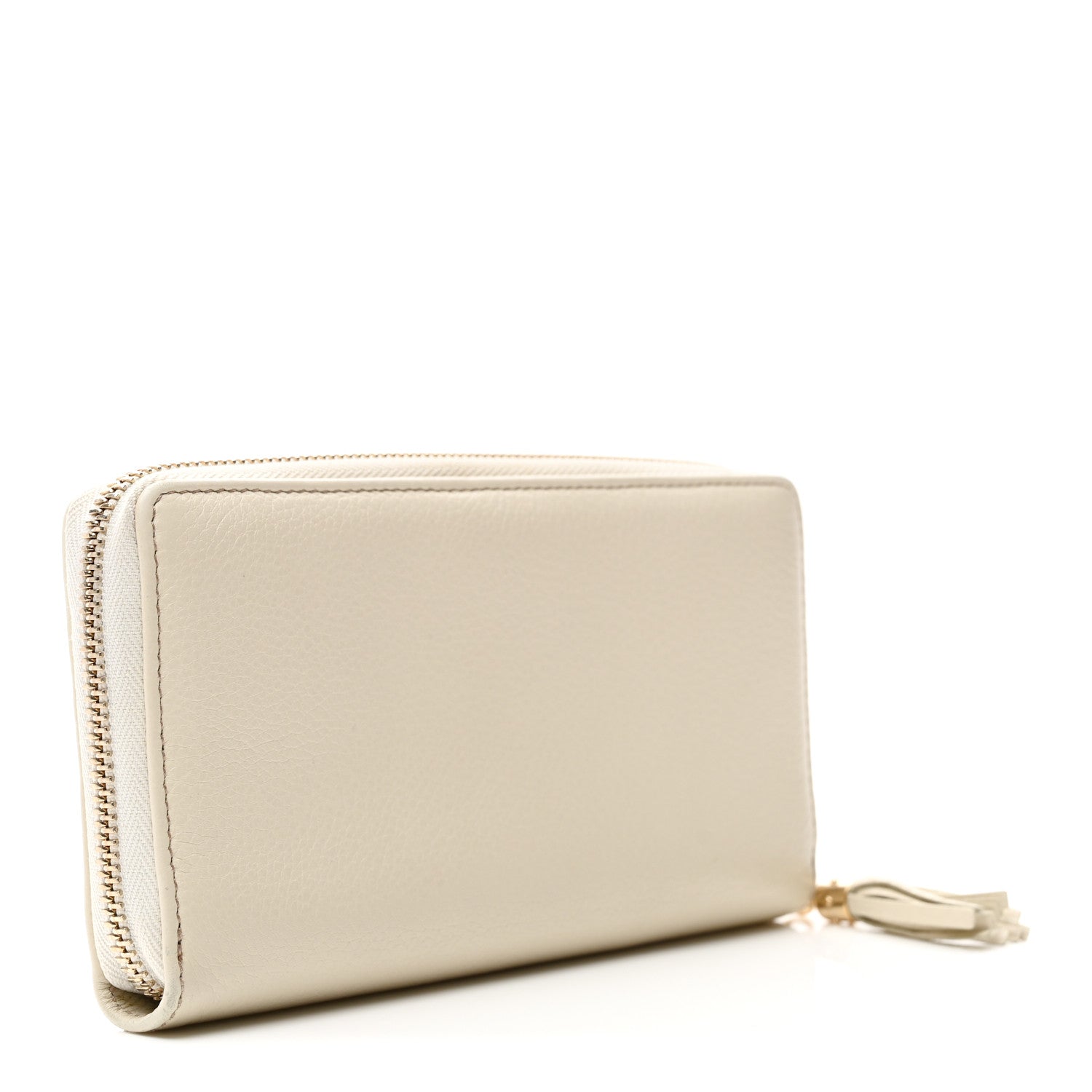 Pebbled Calfskin Soho Zip Around Wallet Off White