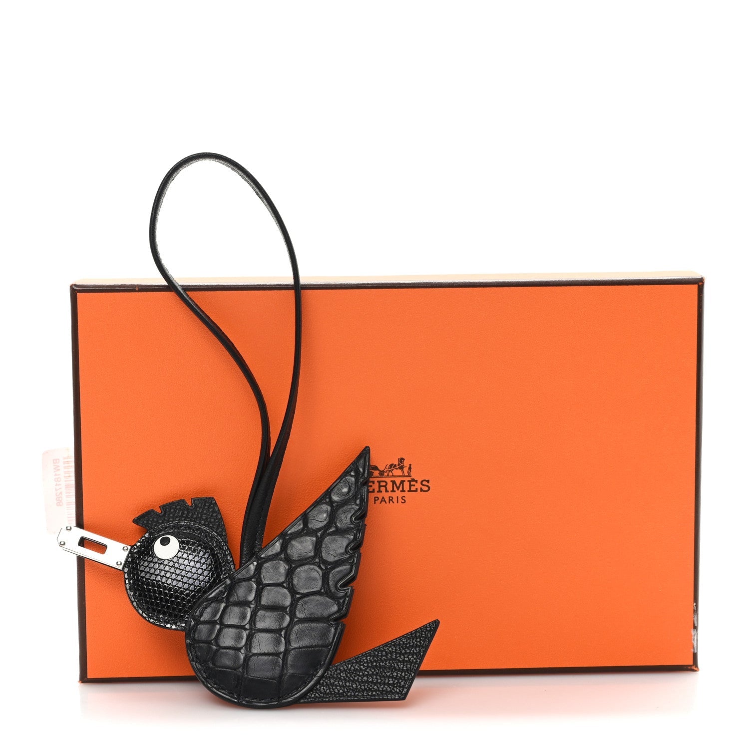 Epsom Chevre Mysore Swift Alligator Lizard Birdy Bag Charm Black
