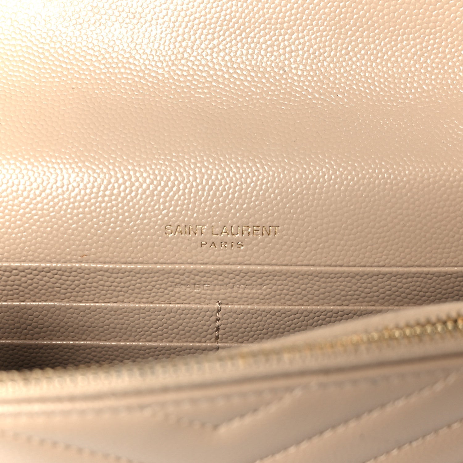 Grain De Poudre Matelasse Chevron Monogram Envelope Chain Wallet Dark Beige