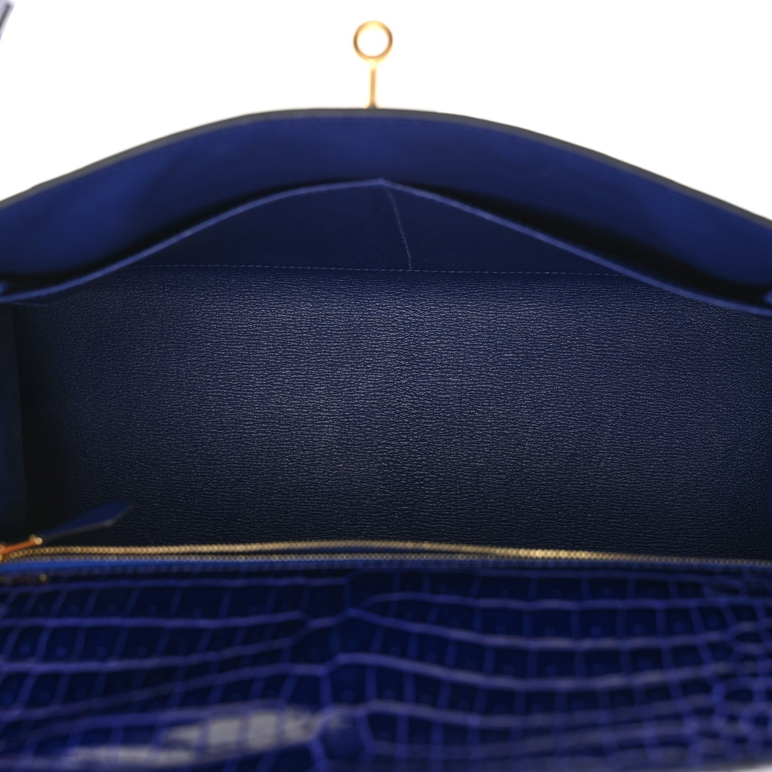 Shiny Porosus Crocodile Kelly Sellier 32 Bleu Electrique