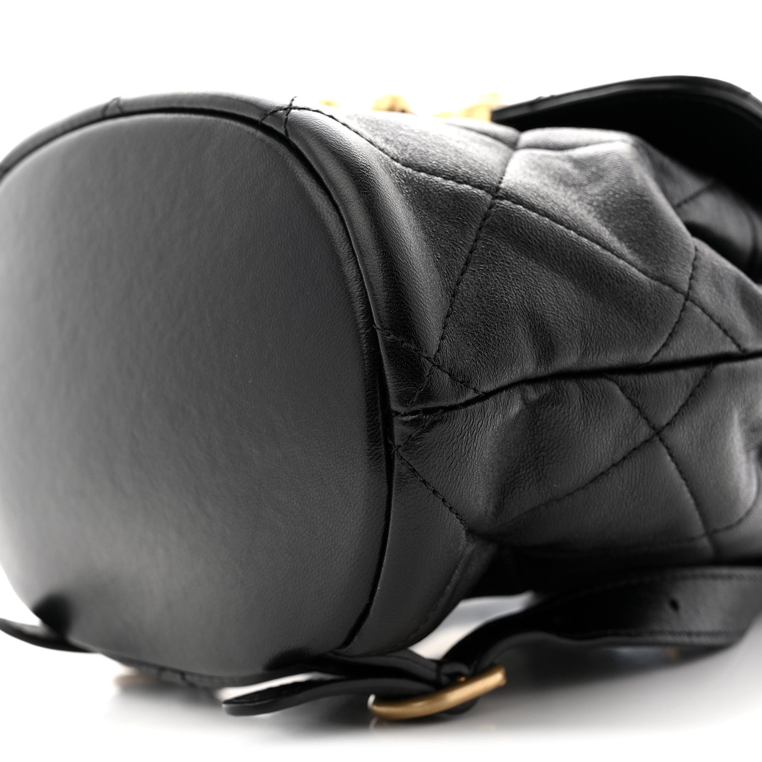 Lambskin Quilted Logo Mini Backpack Black