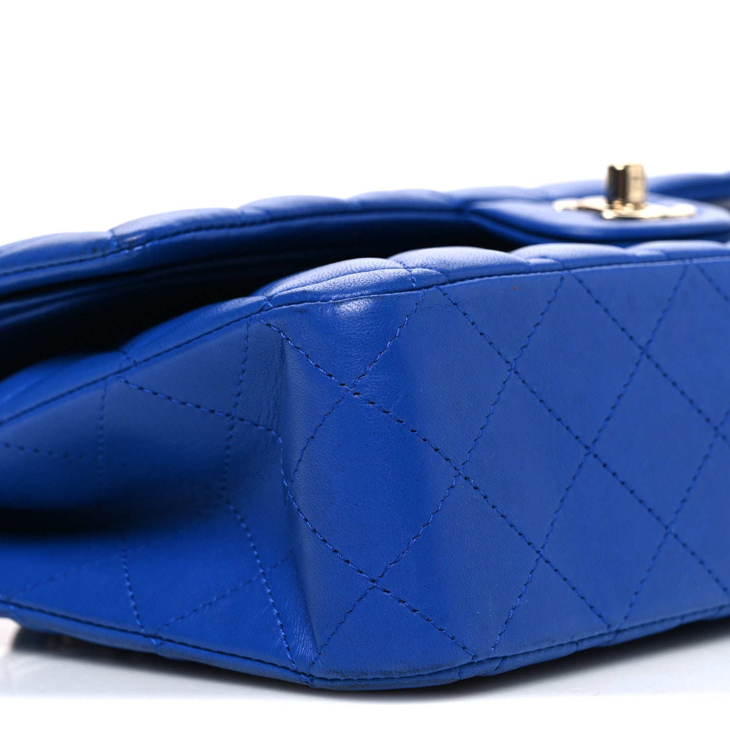 Lambskin Quilted Medium Double Flap Blue