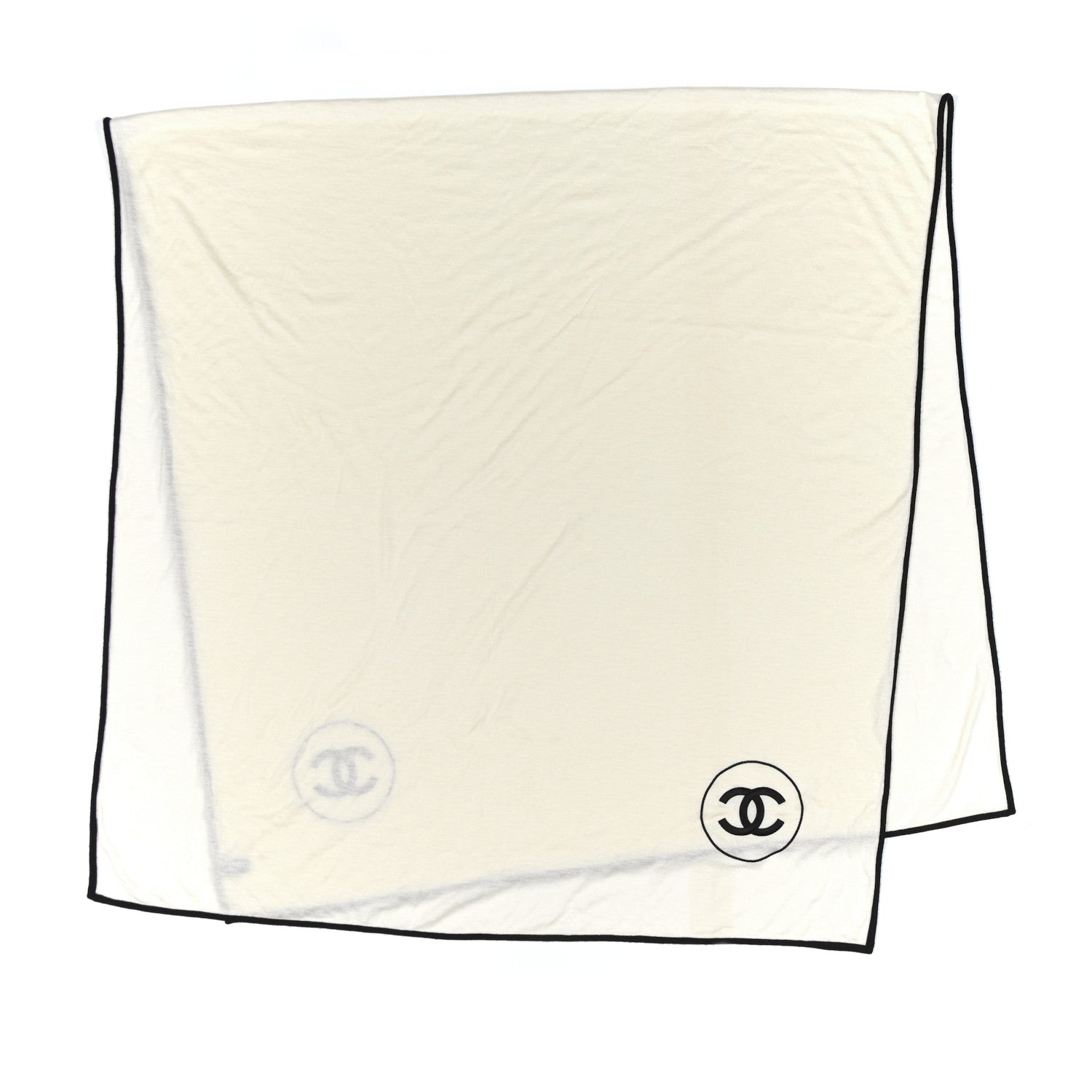 Cashmere Silk CC Scarf White Black