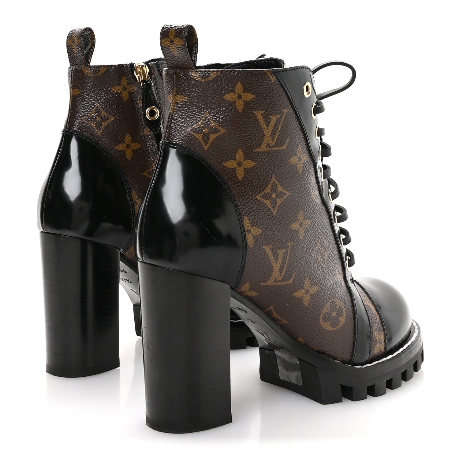 Patent Calfskin Monogram Star Trail Ankle Boots 37.5 Black