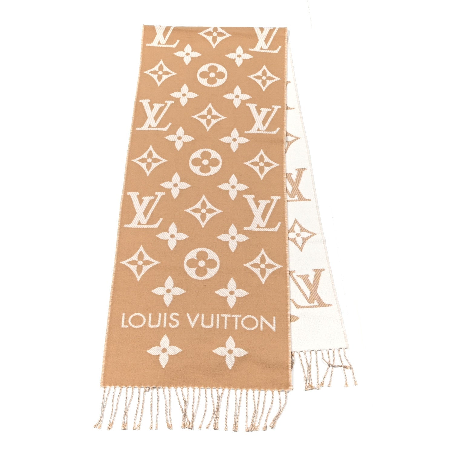 Wool Monogram LV Essential Scarf Beige