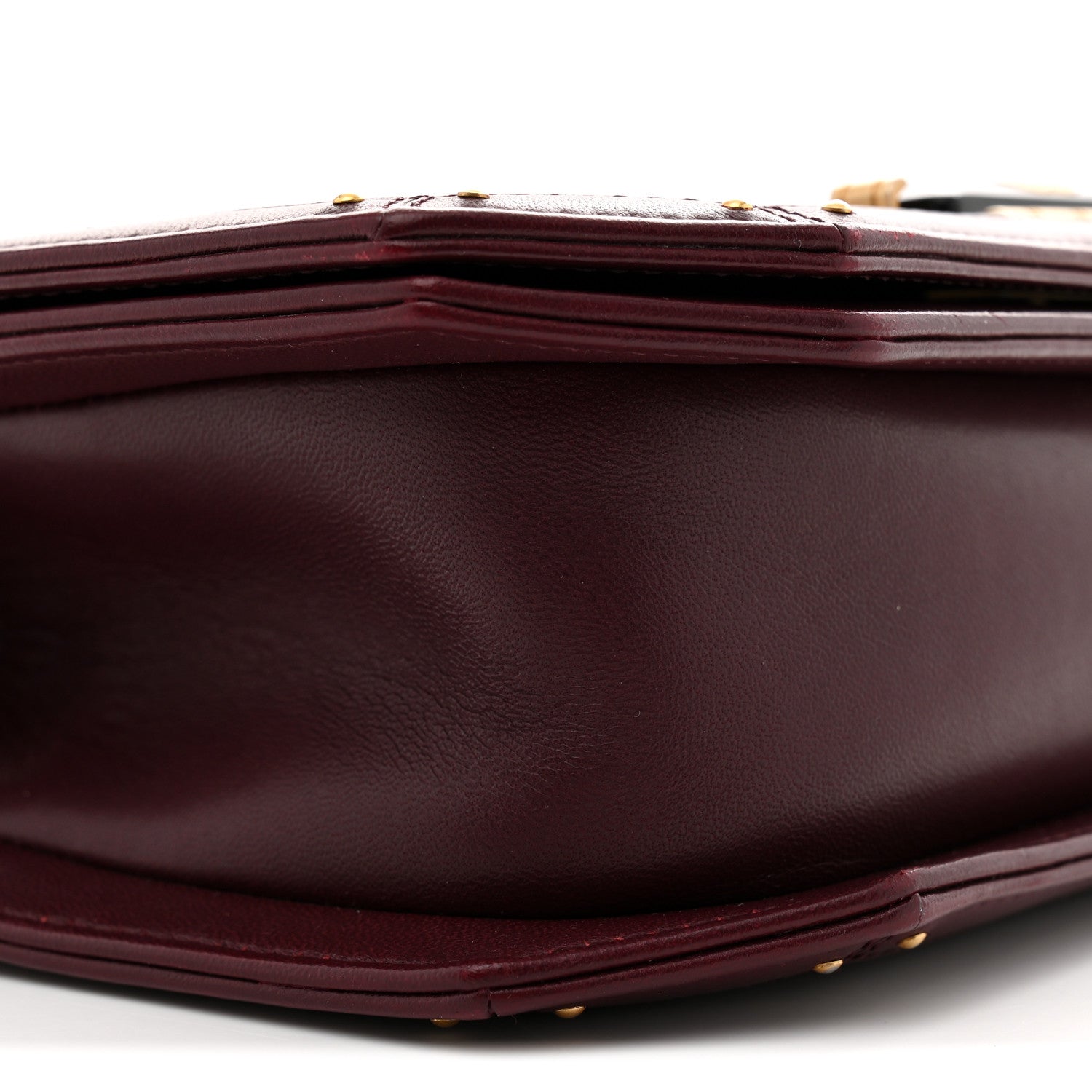 Calfskin Quilted Small Octagon CC Clasp Flap Bag Red Gold
