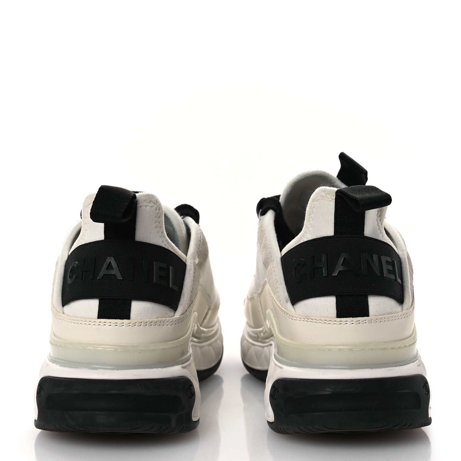 Velvet Calfskin Mixed Fibers CC Sneakers 36 Ivory Black