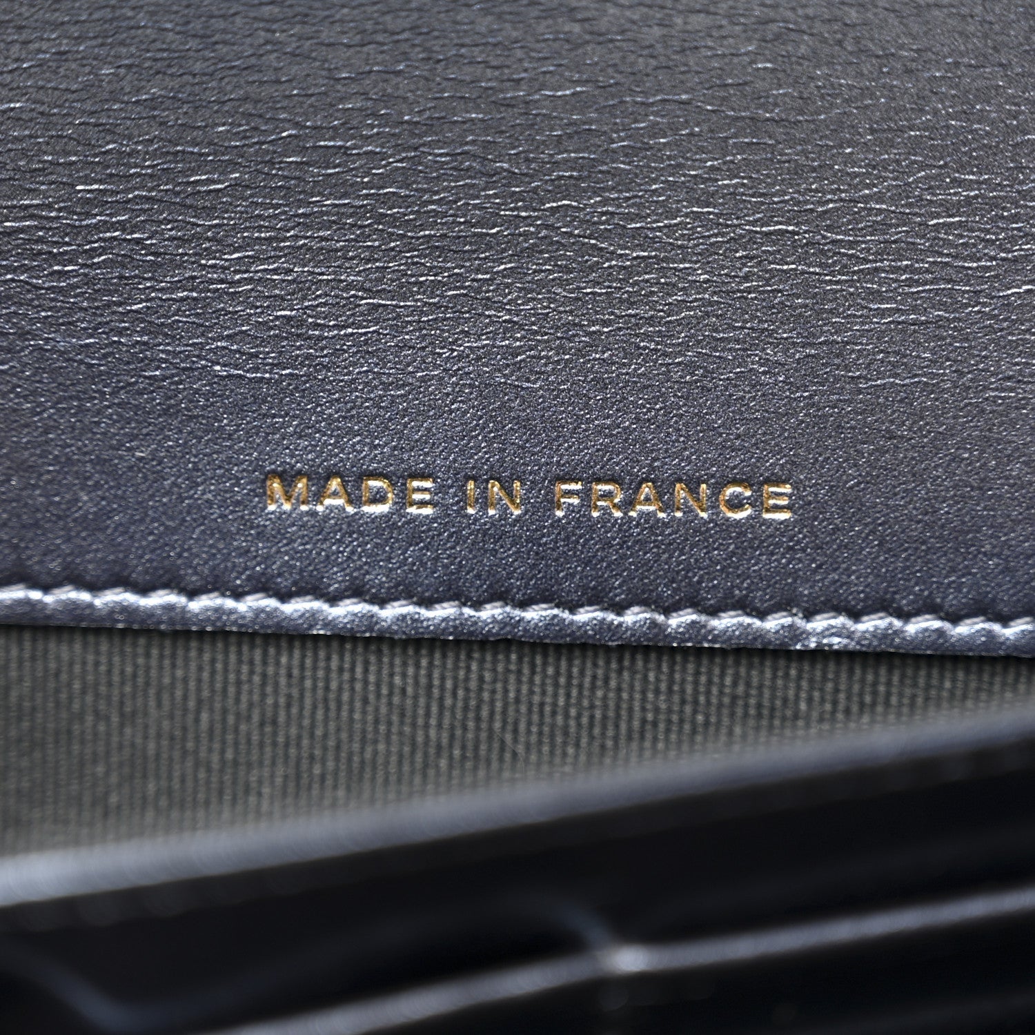 Metallic Lambskin Quilted Large Gusset Flap Wallet Dark Blue