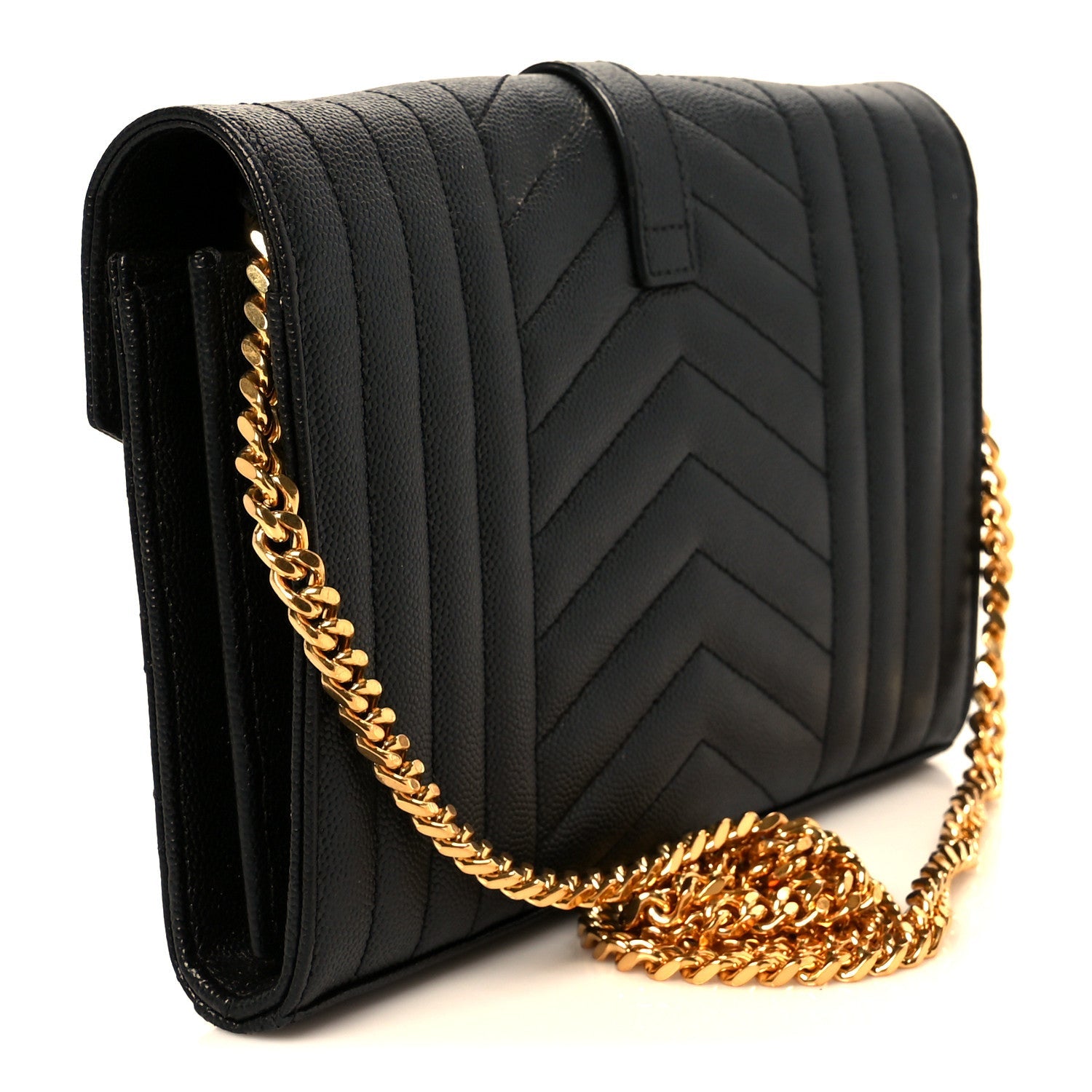 Grain De Poudre Textured Mixed Matelasse Triquilt Small Monogram Satchel Black