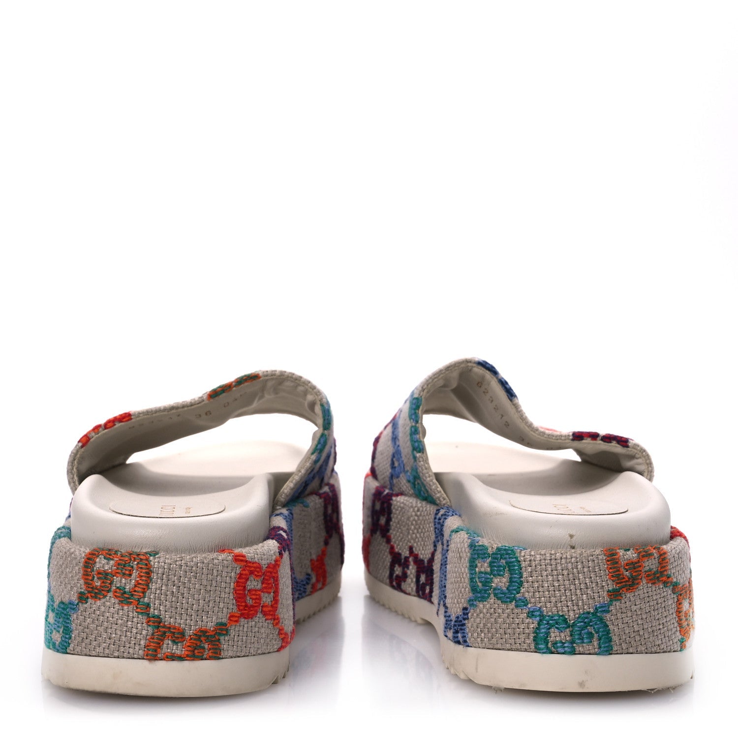 Linen Psychedelic Mini GG Monogram Angelina Platform 55mm Slide Sandals 36 Multicolor