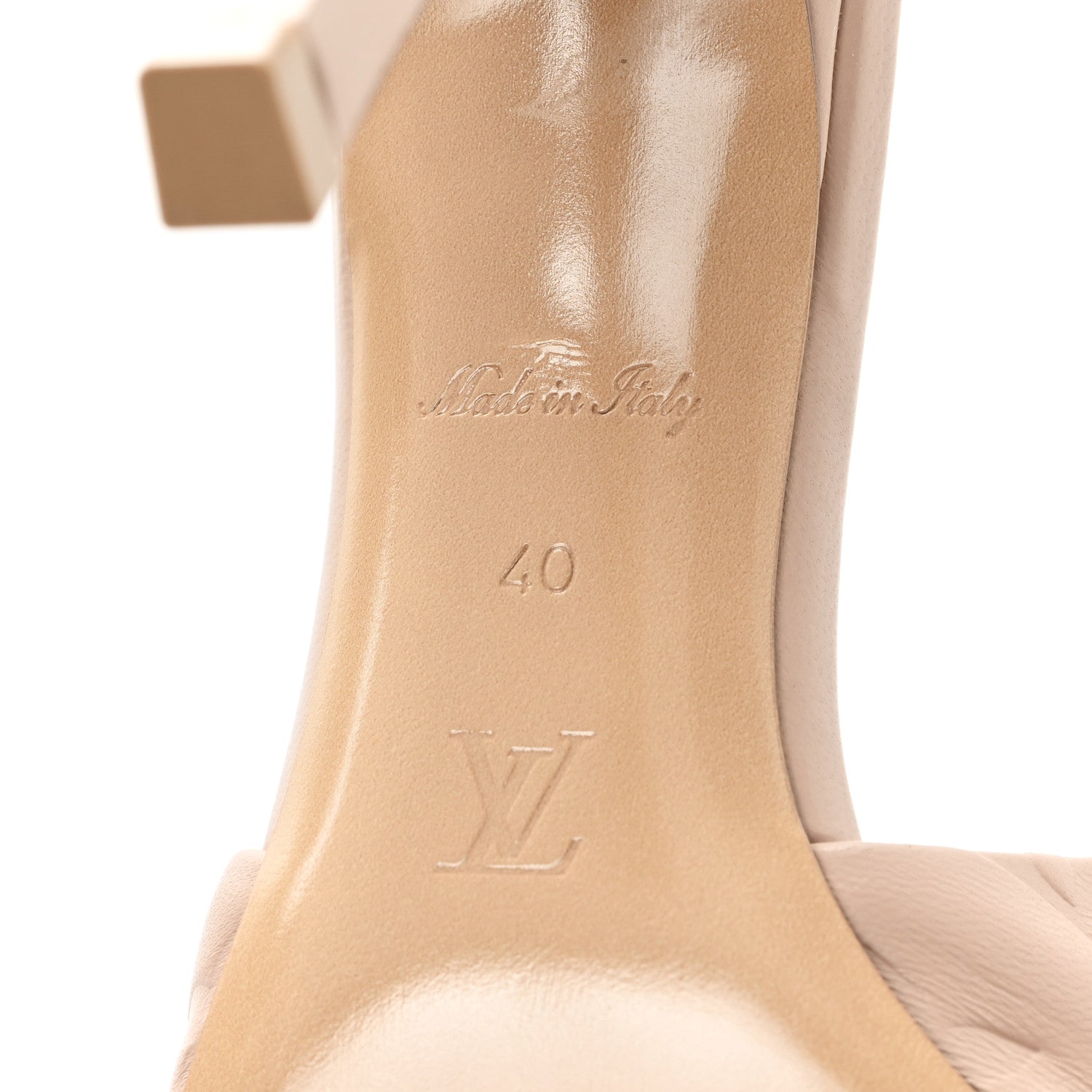 Lambskin Embossed Monogram Revival High Heel Mules 40 Beige