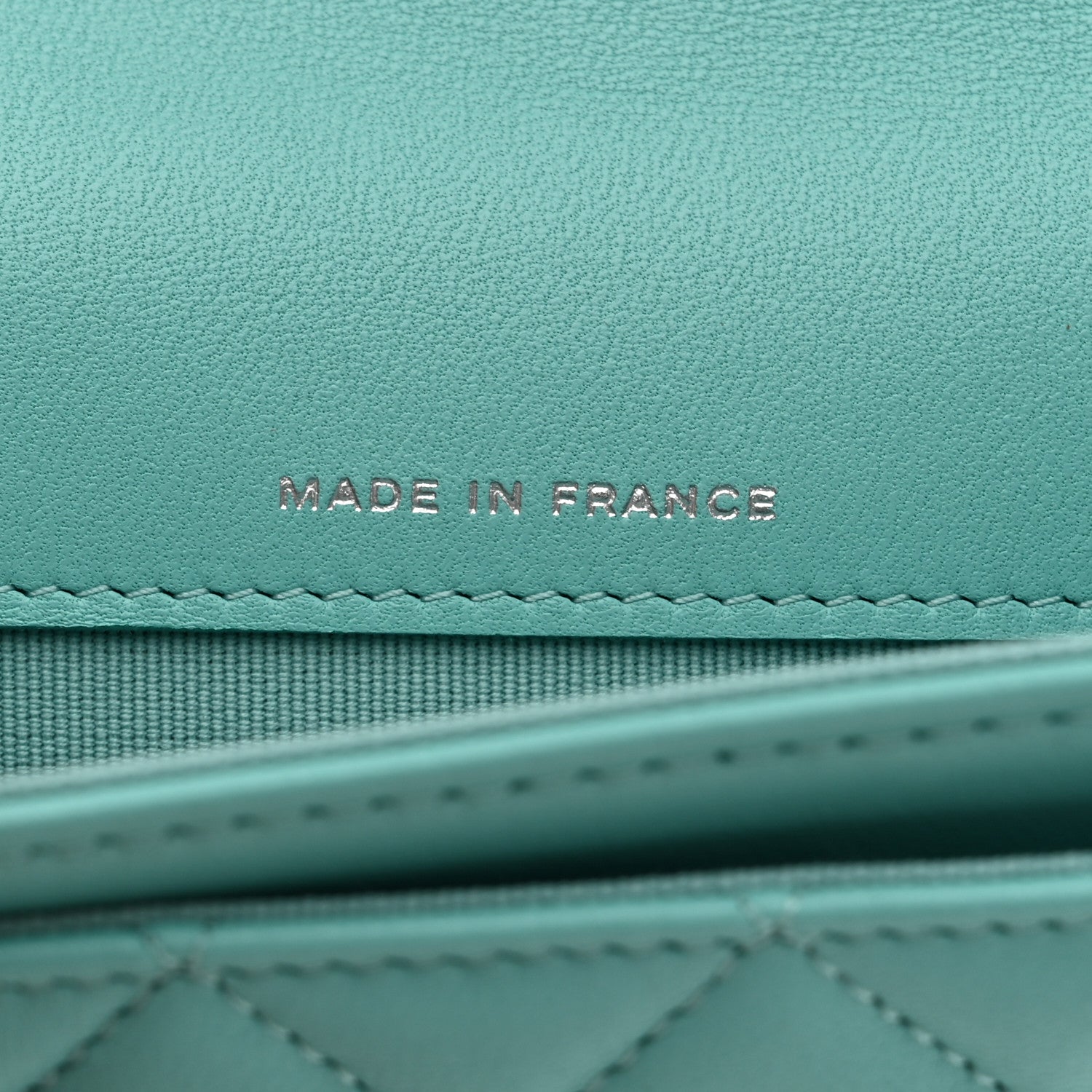 Lambskin Quilted Flap Card Holder Wallet Turquoise