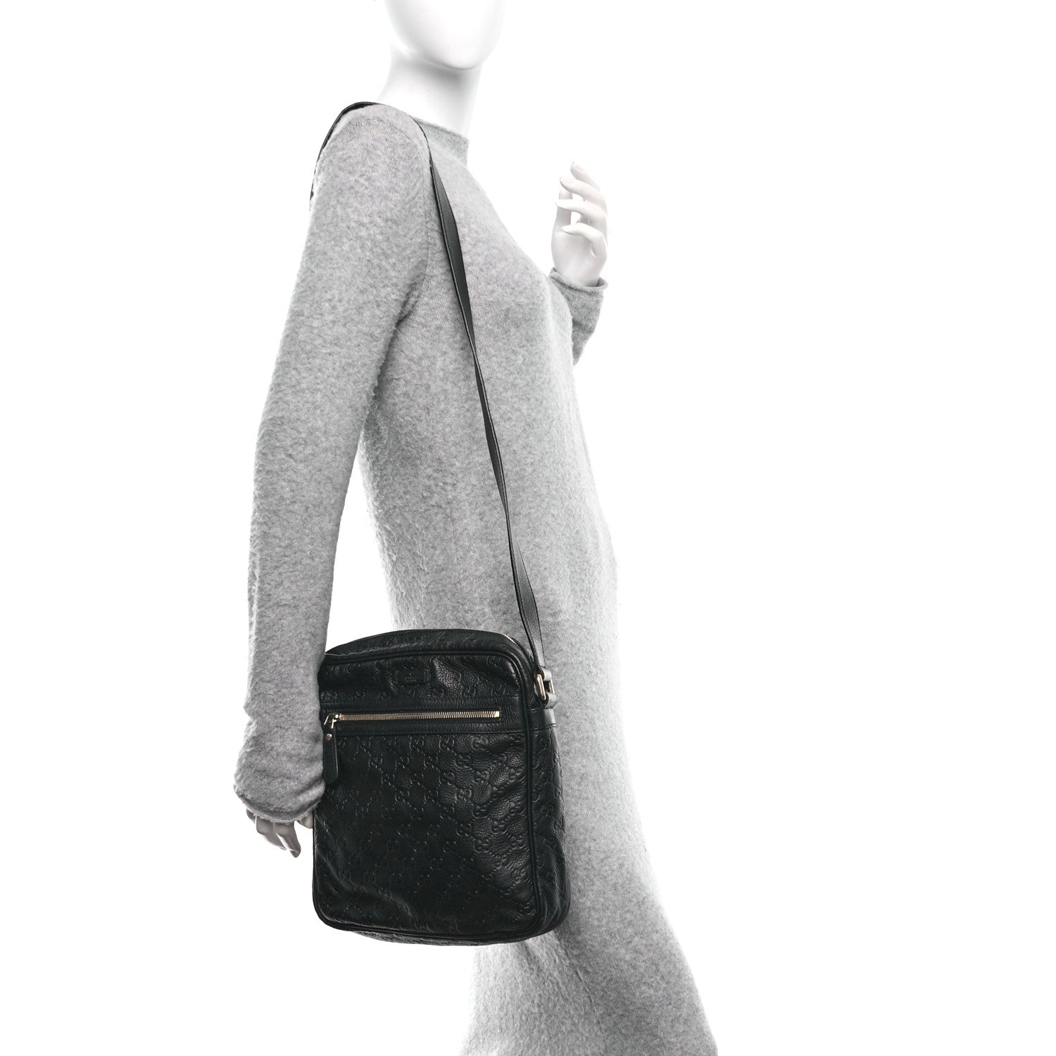 Guccissima Flat Messenger Bag Black