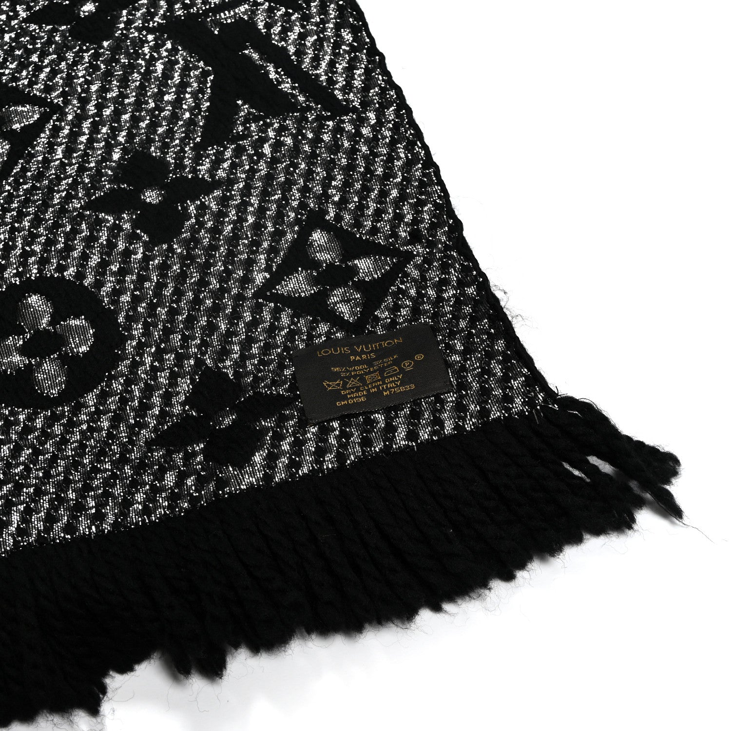Wool Silk Logomania Shine Scarf Black