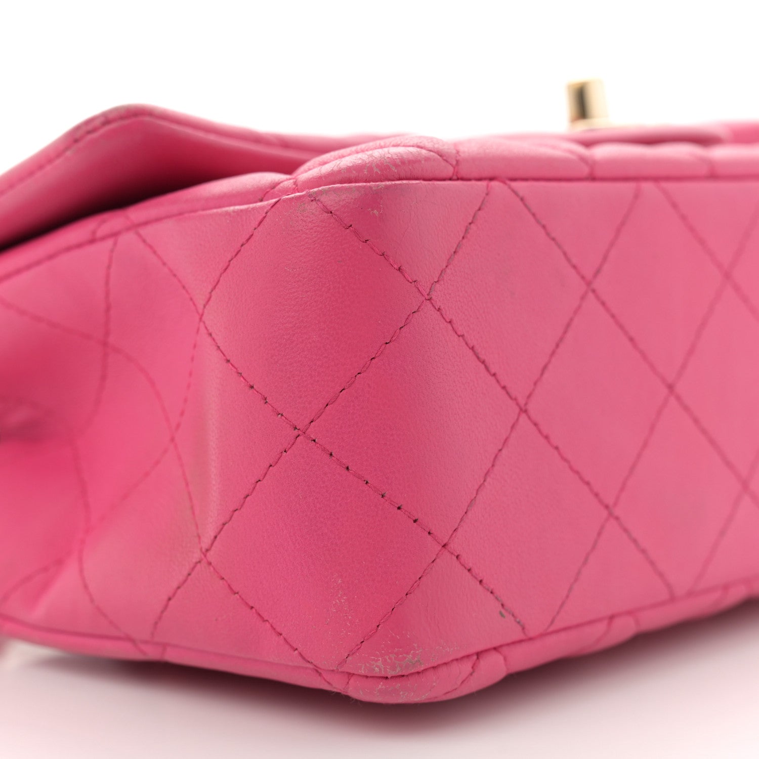 Lambskin Quilted Mini Rectangular Flap Fuchsia