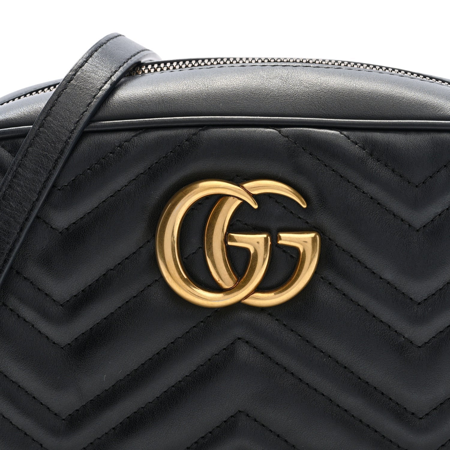 Calfskin Matelasse Small GG Marmont Chain Shoulder Bag Black