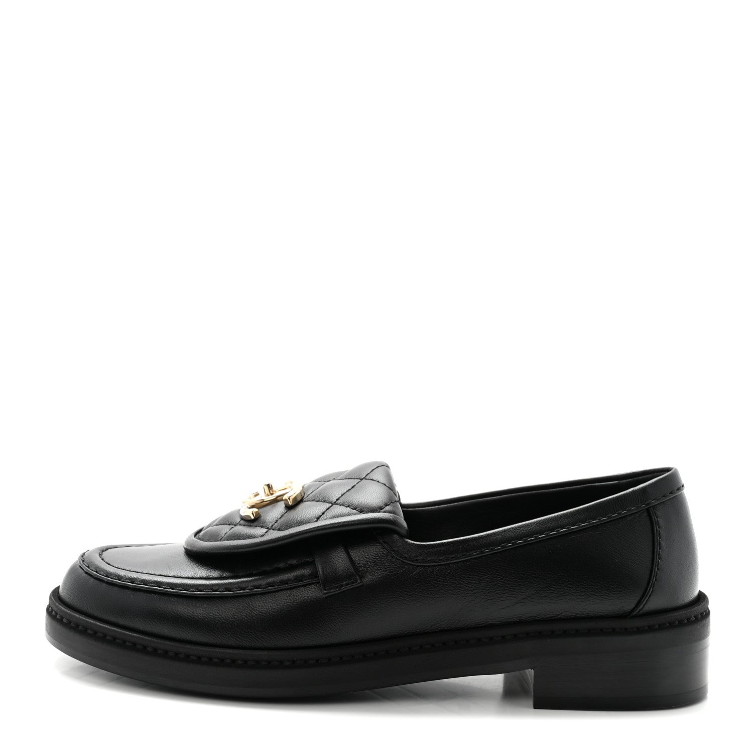 Lambskin Quilted CC Turnlock Loafers 36 Black