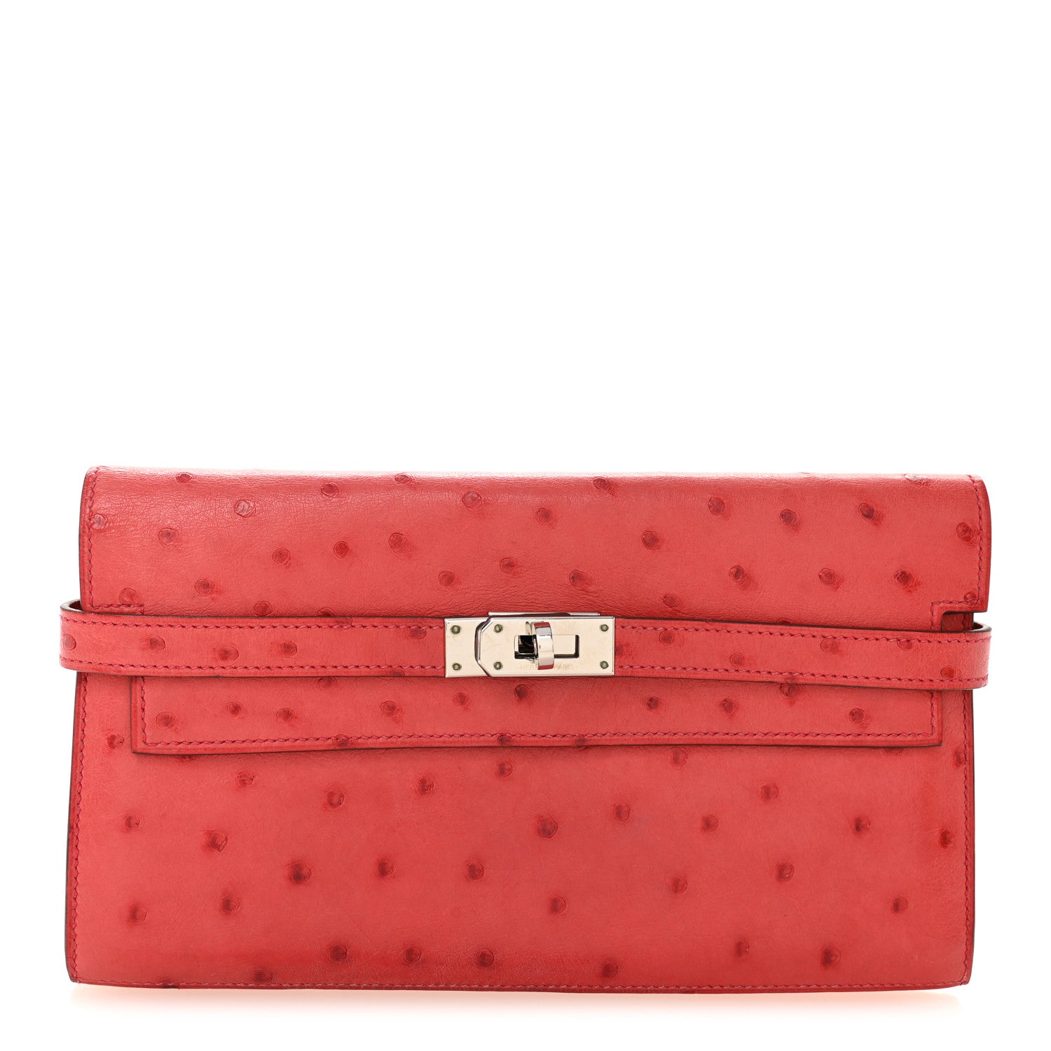 Ostrich Kelly Longue Wallet Rouge Vif