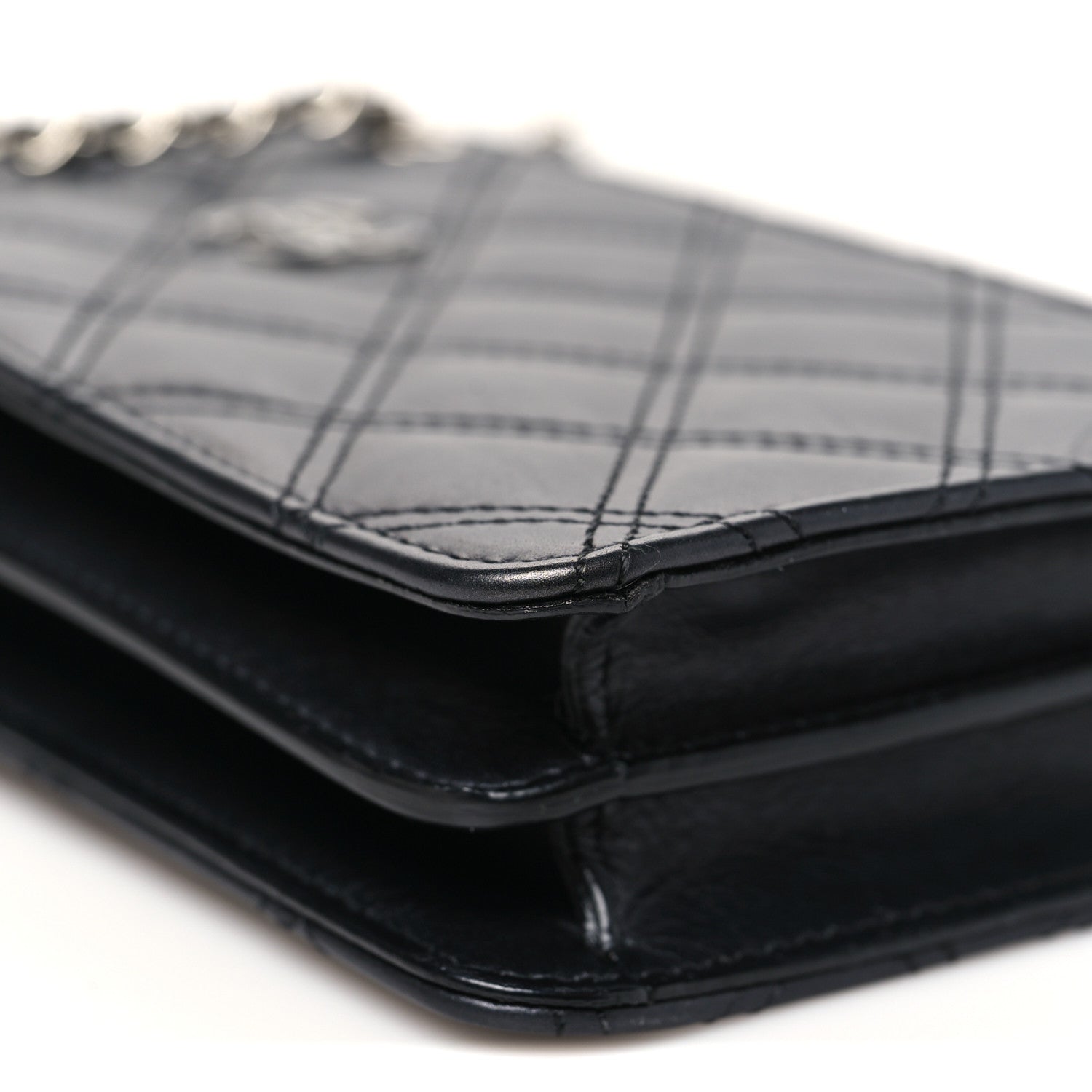 Calfskin Quilted Crossbody CC Phone Holder Black
