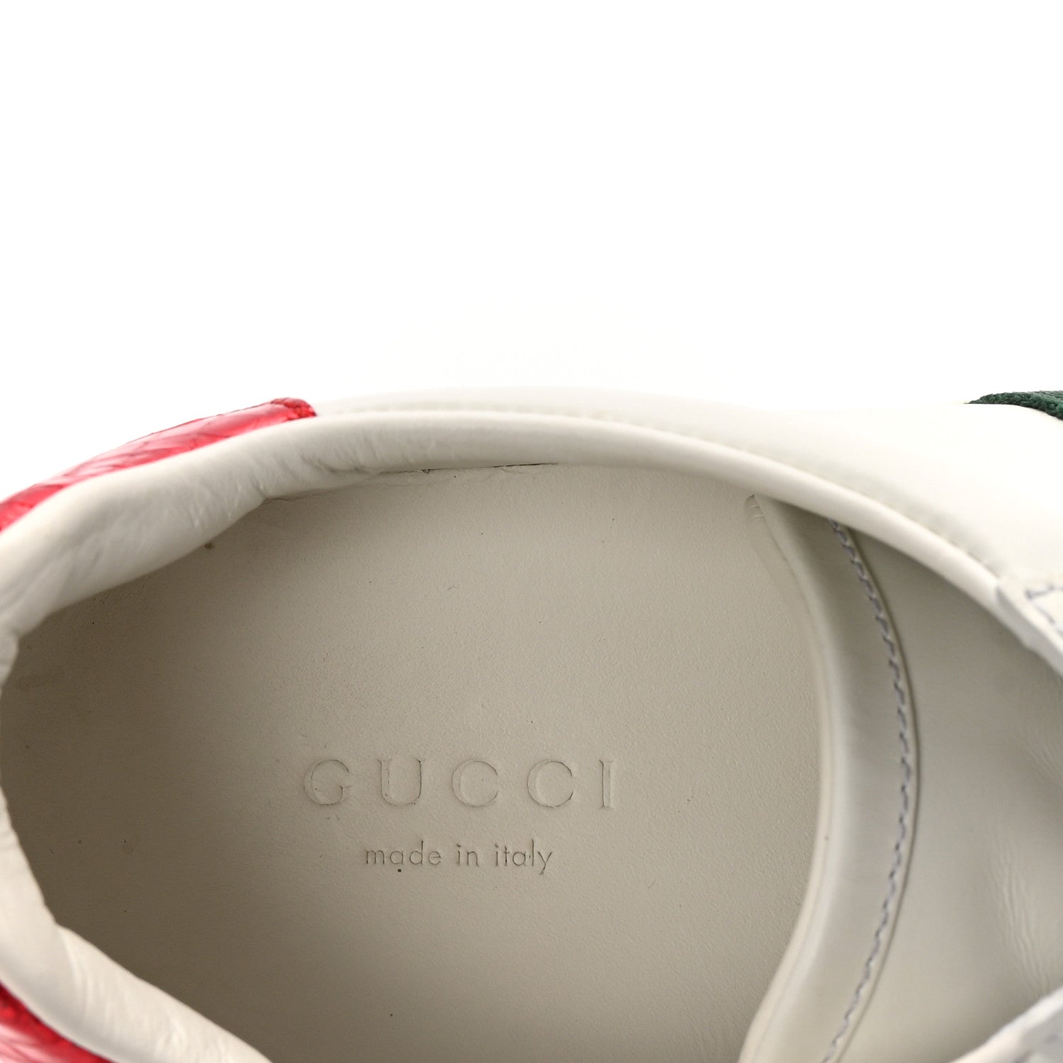 Calfskin Ayers Bee Embroidered Womens Ace Sneakers 37 White Red Flame Green