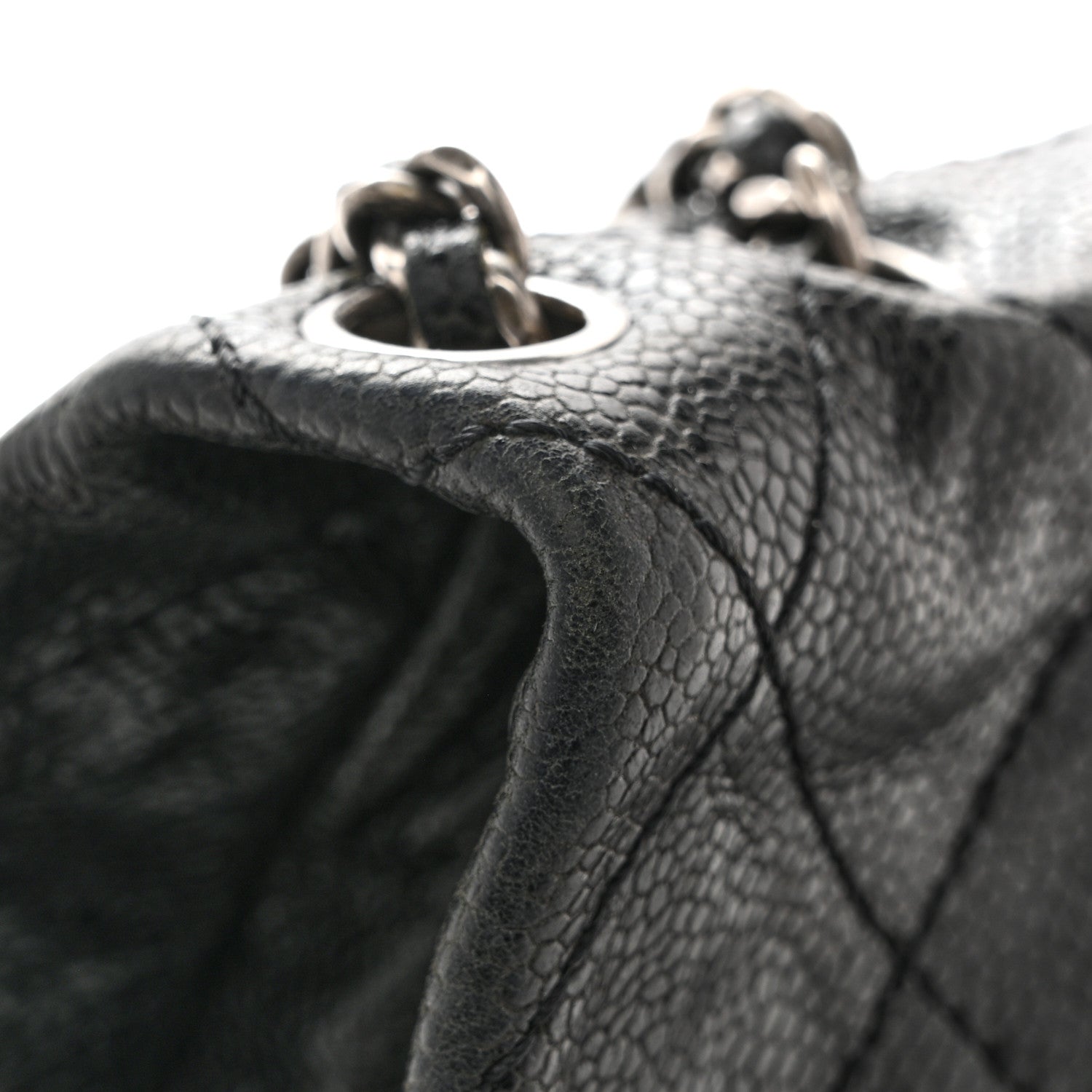Caviar Quilted Medium Elastic Flap Black