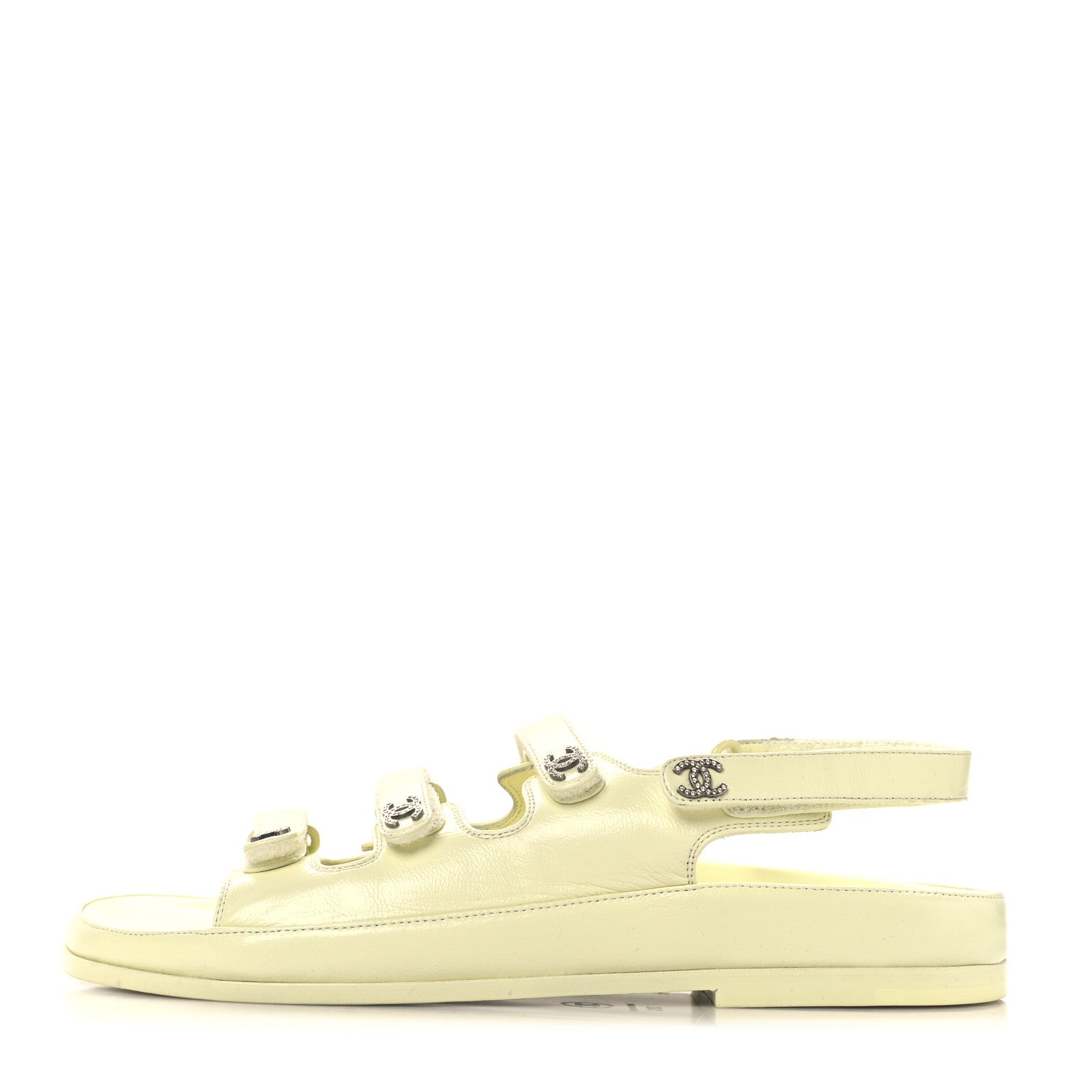 Lambskin Crystal CC Velcro Dad Sandals 39.5 Light Yellow