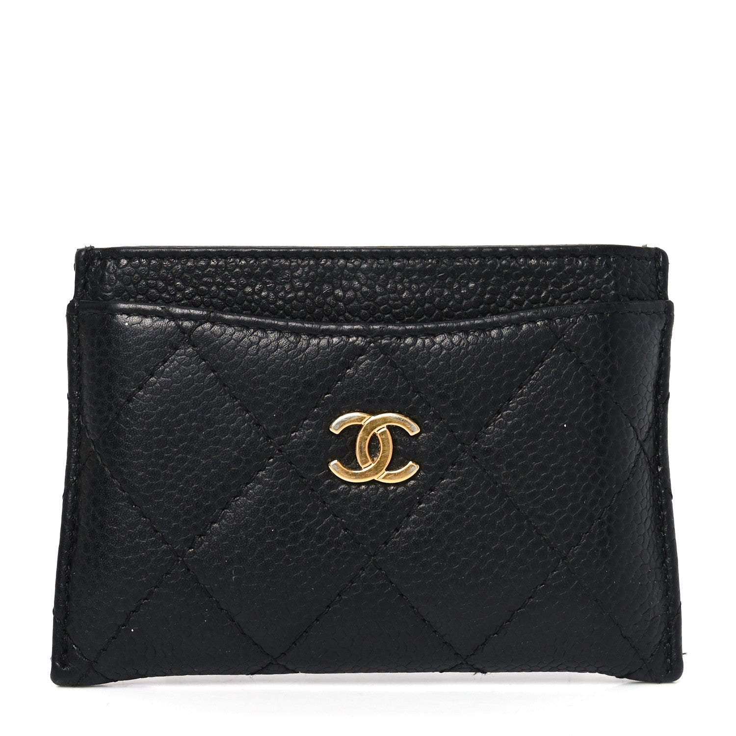 Caviar Quilted Card Holder Black