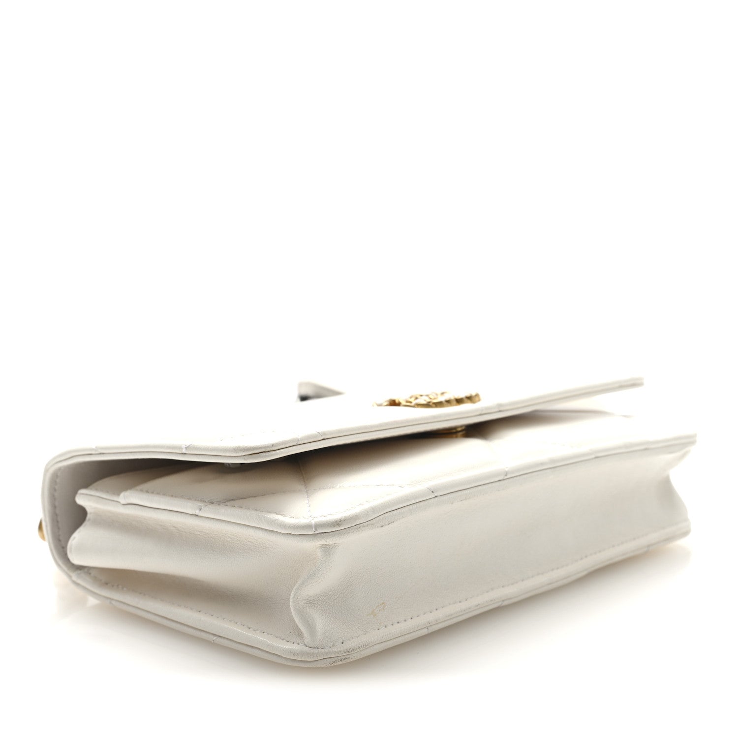 Goatskin Quilted Chanel 19 Wallet On Chain WOC White