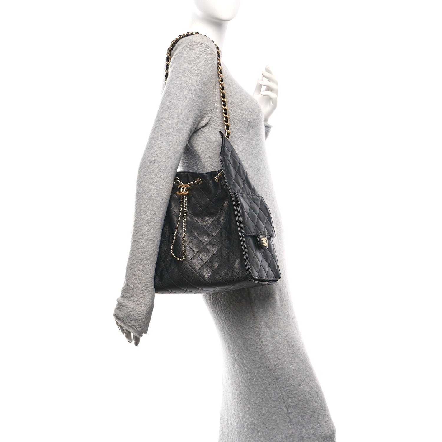 Caviar Quilted Medium Chanel 25 Handbag Black