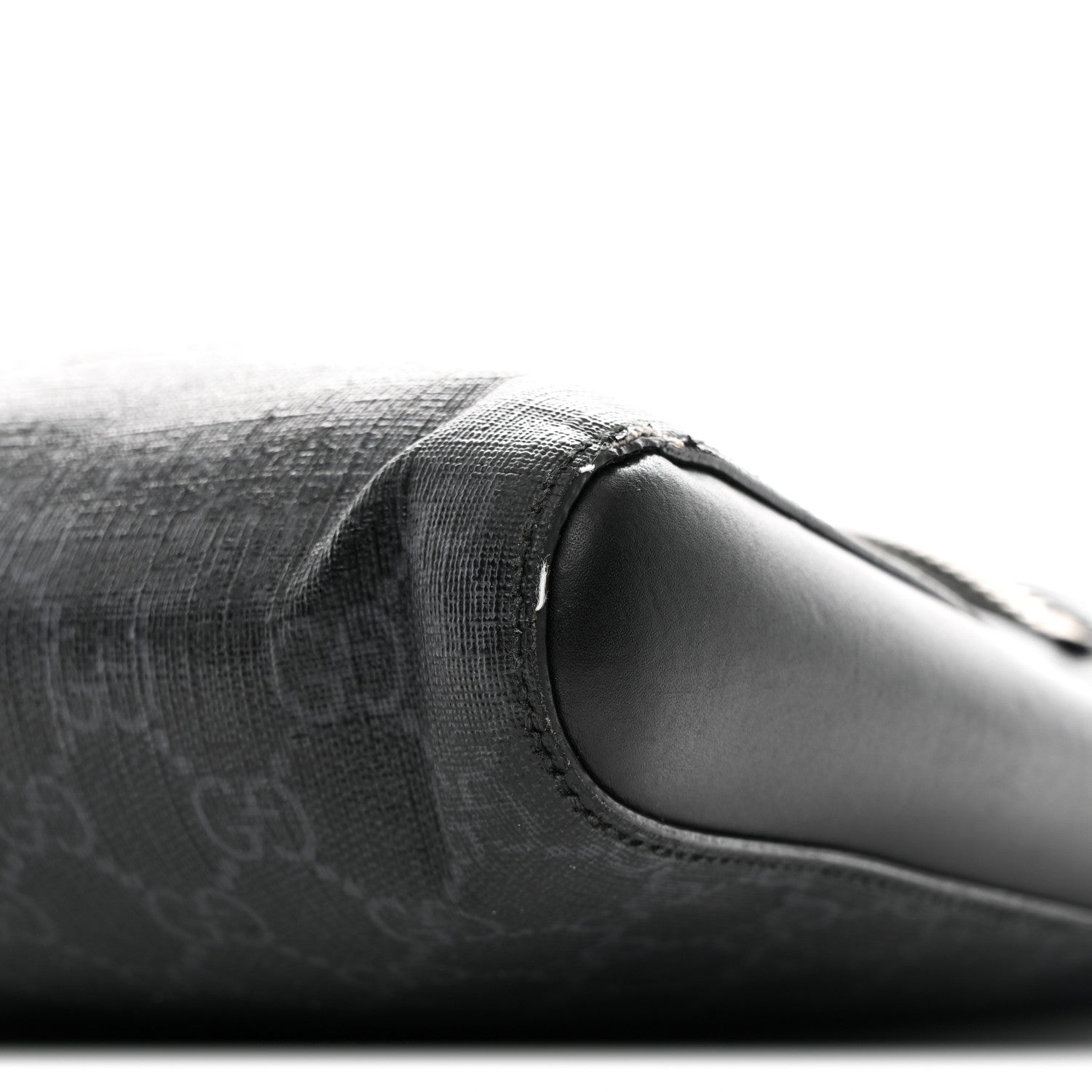 GG Supreme Monogram Appia Calfskin Web Flat Messenger Bag Black Grey