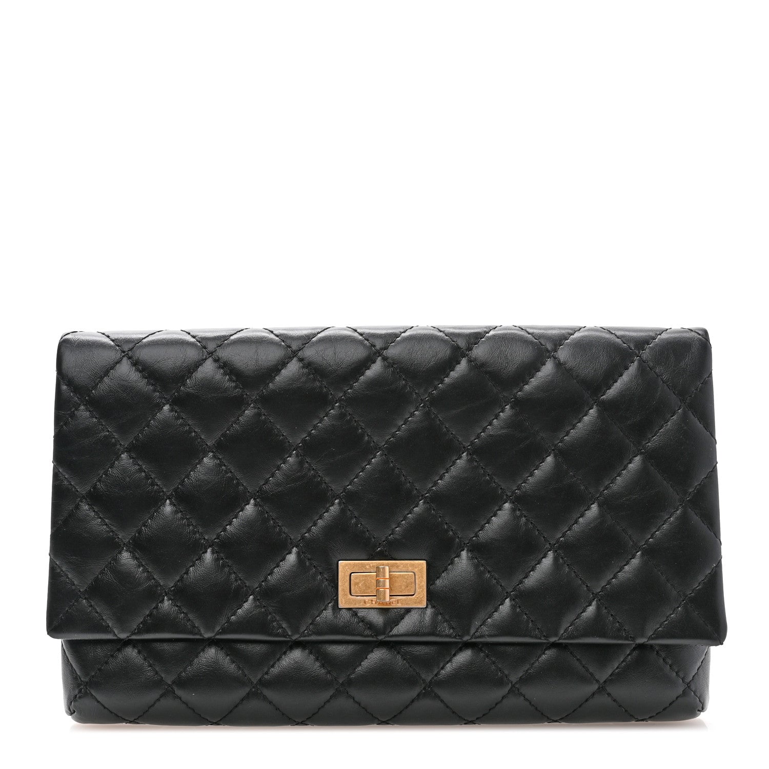 Aged Calfskin Quilted Reissue 2.55 Clutch Black