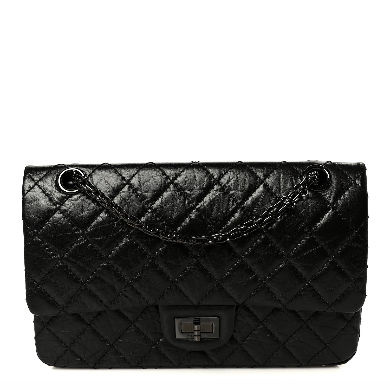 Aged Calfskin Quilted 2.55 Reissue 225 Flap So Black