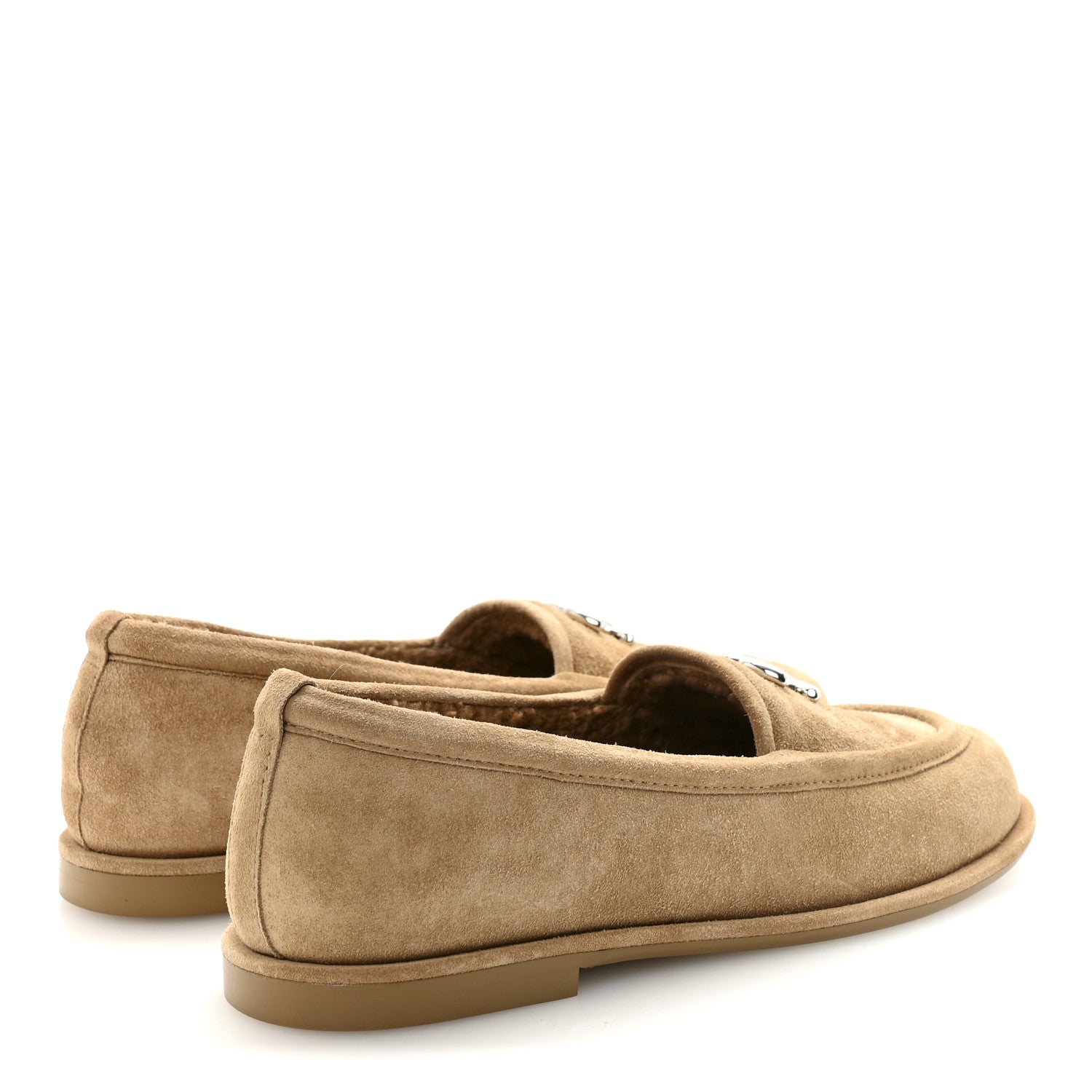 Suede Calfskin CC Loafers 37.5 Dark Beige