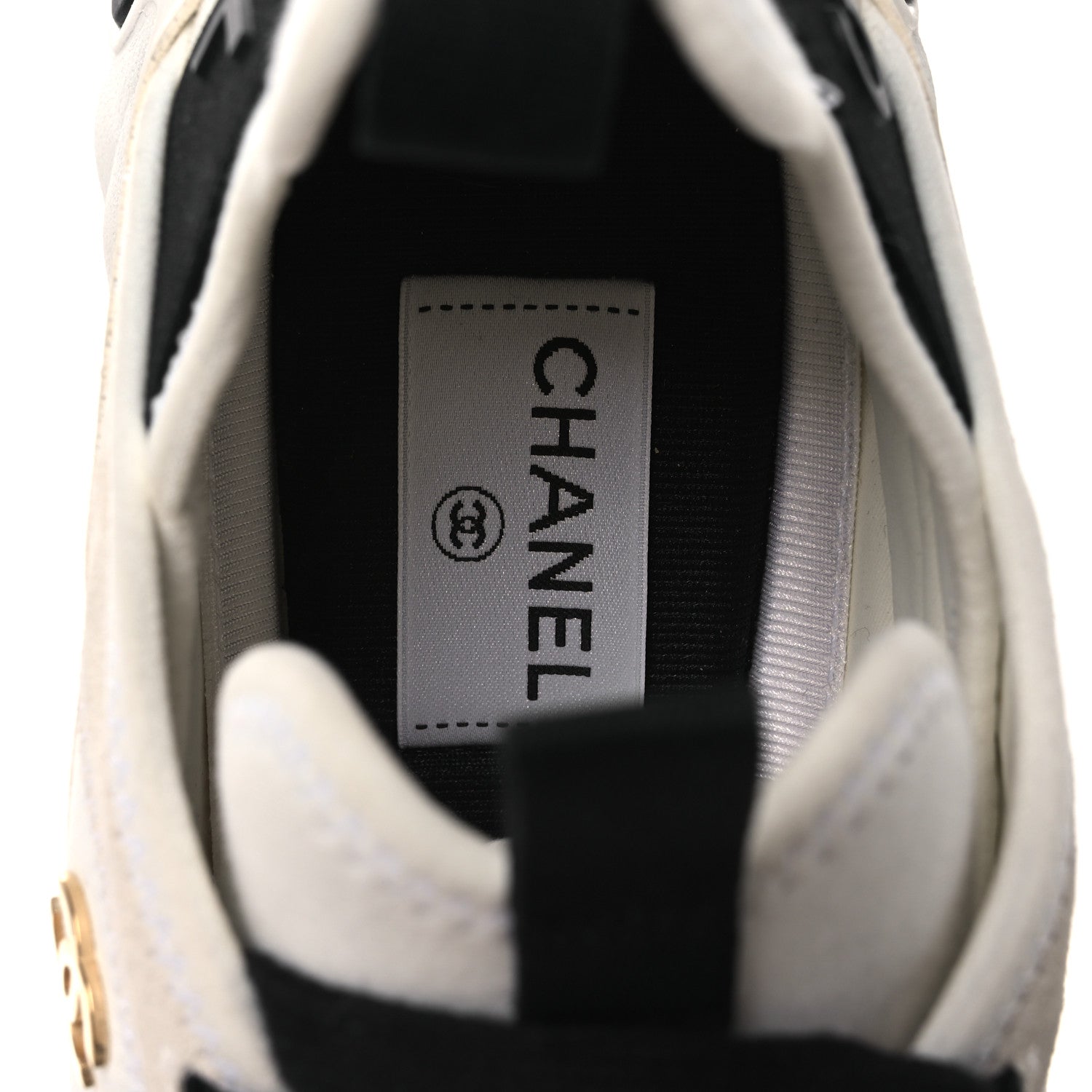Velvet Calfskin Mixed Fibers CC Sneakers 40.5 Ivory Black