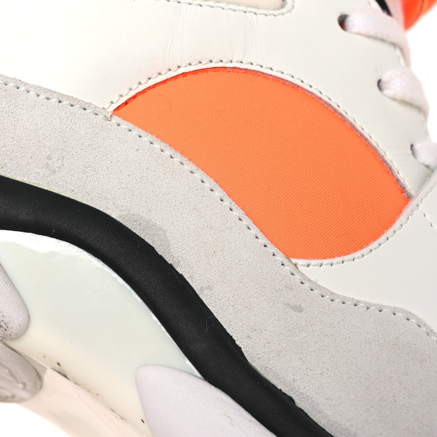 Suede Calfskin Lambskin Neoprene High Top CC Sneakers 39 White Fluo Orange