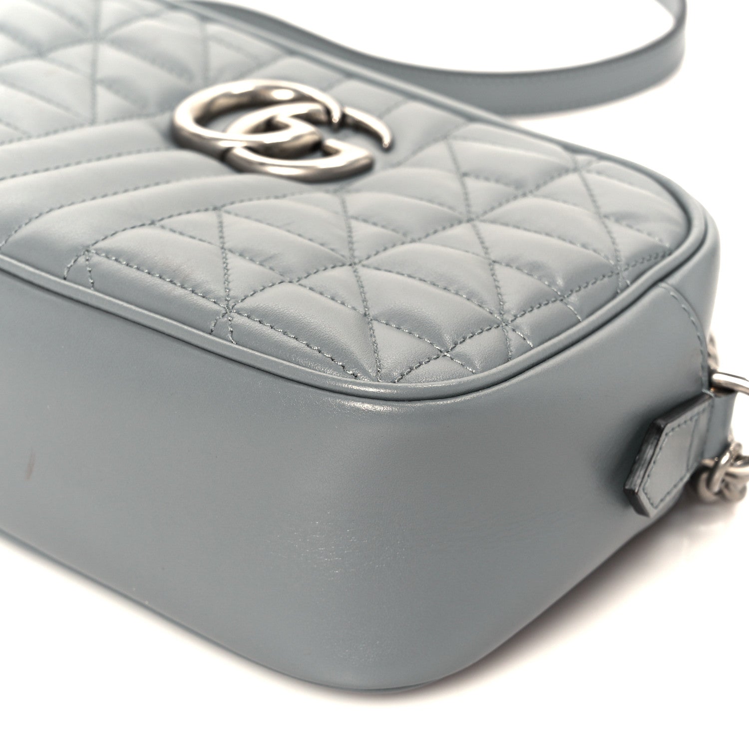 Calfskin Matelasse Aria Small GG Marmont Chain Shoulder Bag Deep Grey