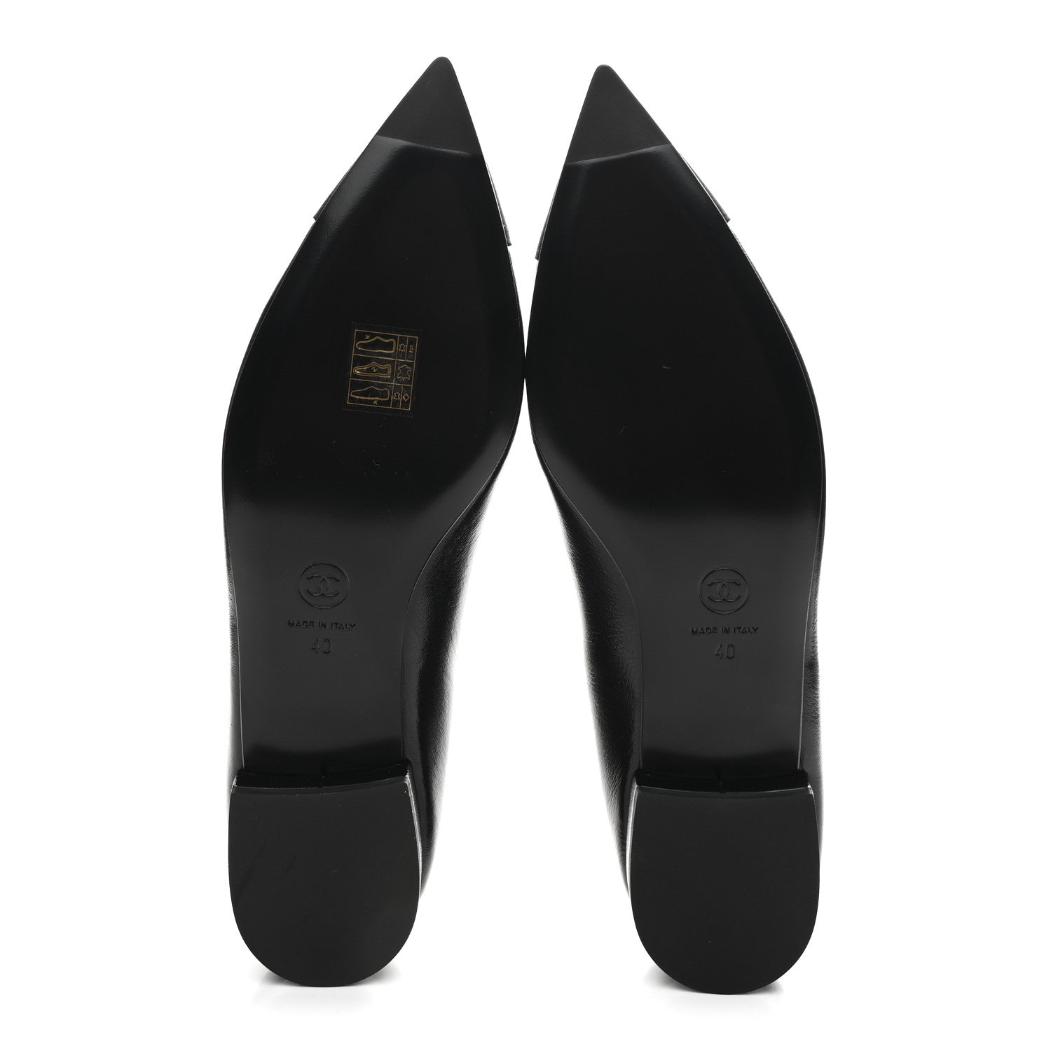 Shiny Lambskin Grosgrain Pearl Mary Jane Flats 40 Black
