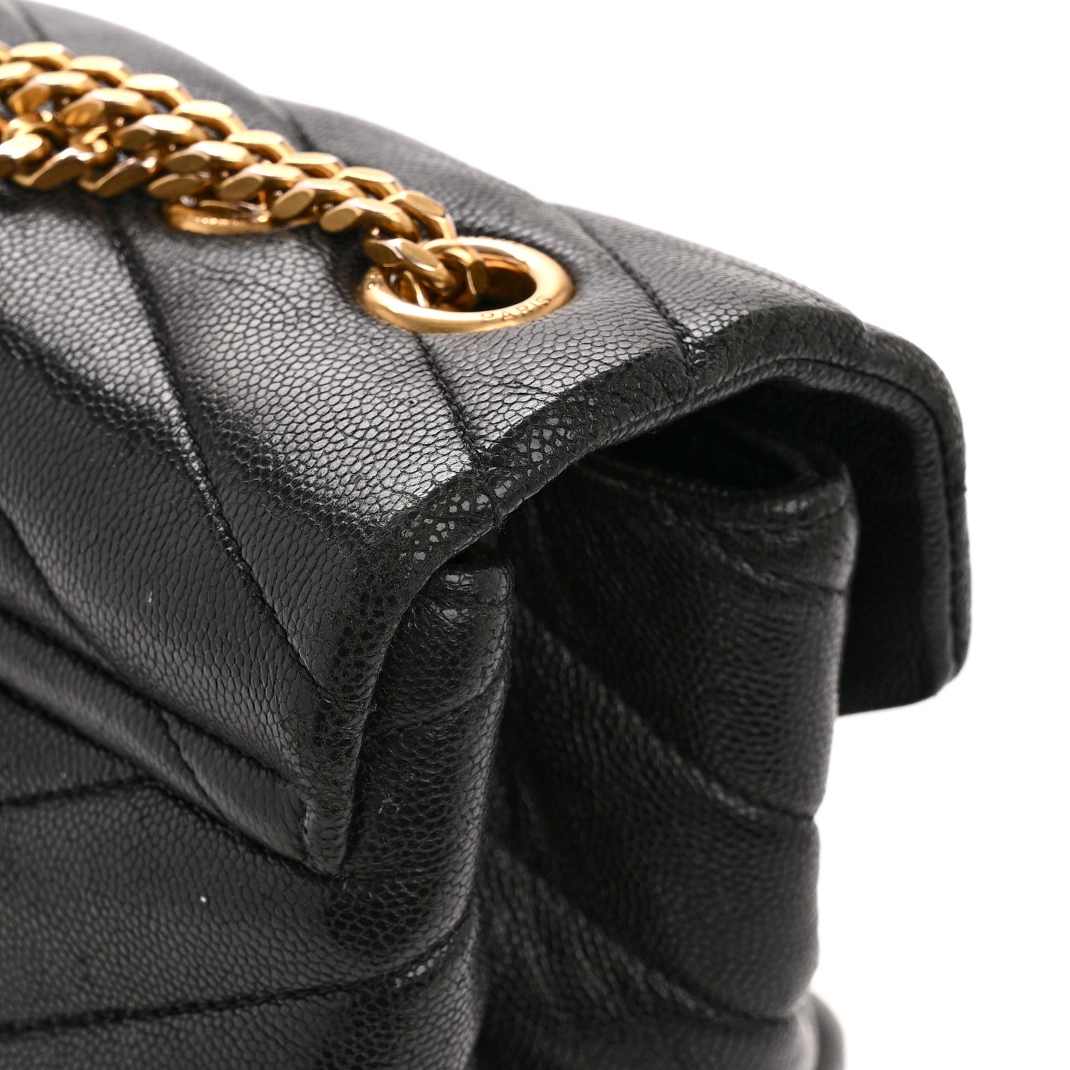 Grain de Poudre Calfskin Y Quilted Monogram Medium Loulou Chain Satchel Black