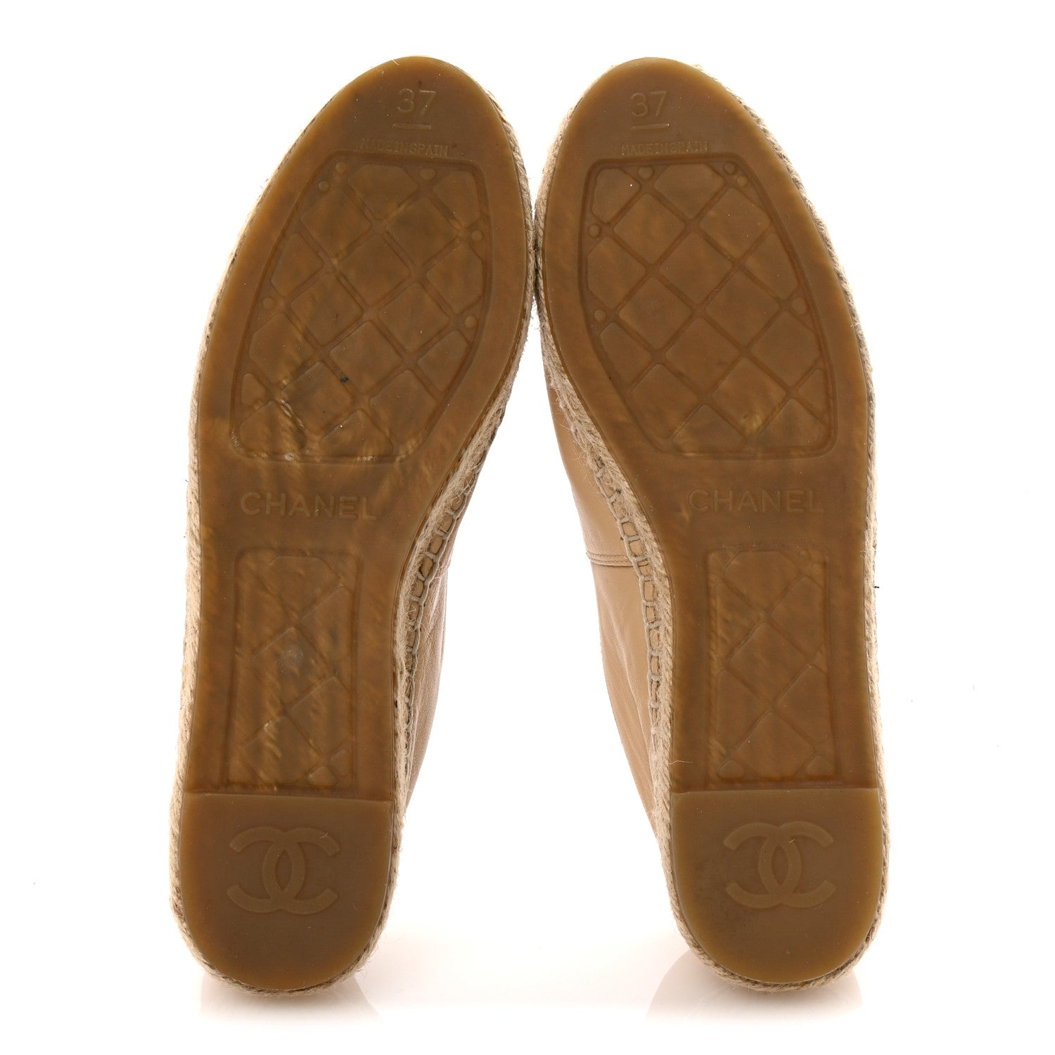 Lambskin CC Espadrilles 37 Beige Black
