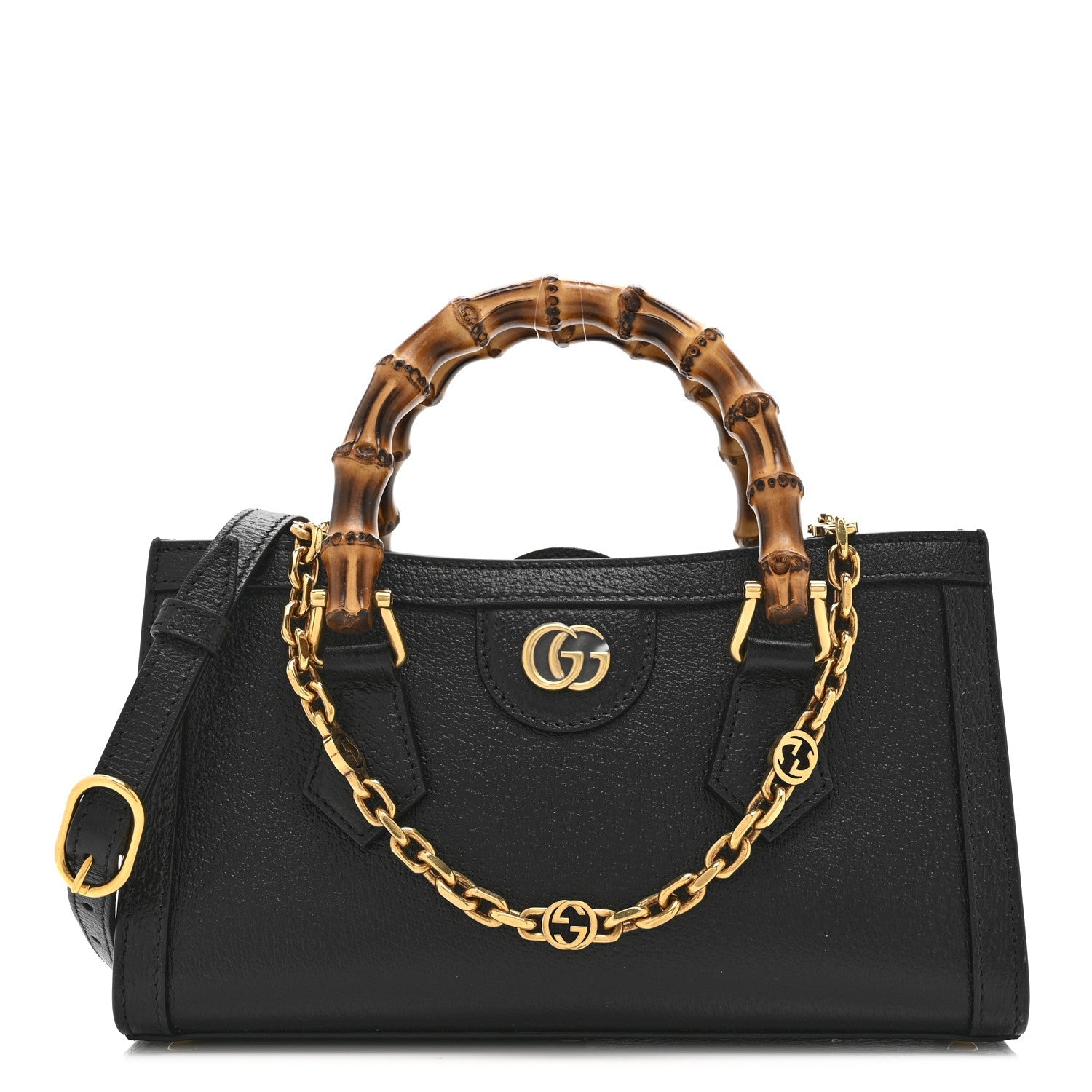 Textured Dollar Calfskin Web Small Diana Shoulder Bag  Black