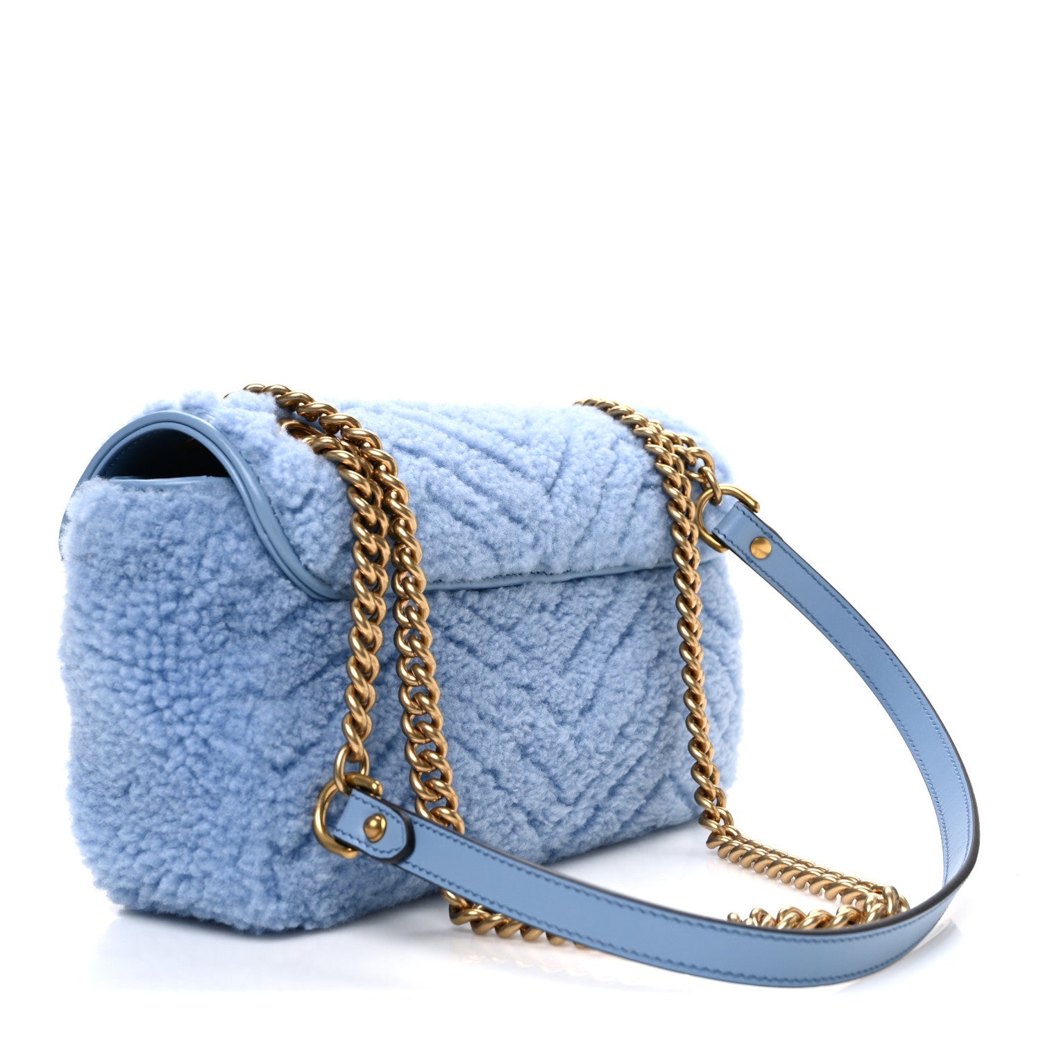 Merino Wool Matelasse Small GG Marmont Shoulder Bag Cadet Blue
