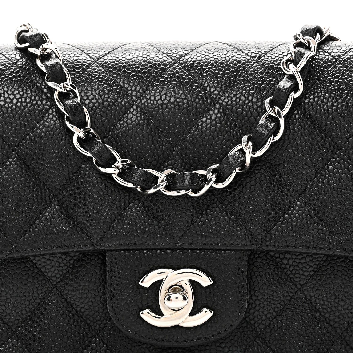 Caviar Quilted Mini Square Flap Black