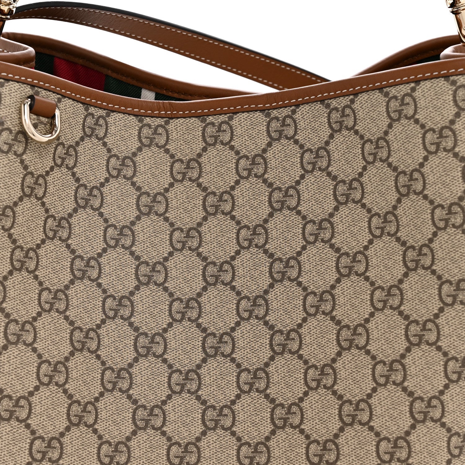 GG Supreme Monogram Medium Emblem Bucket Bag Beige Brown