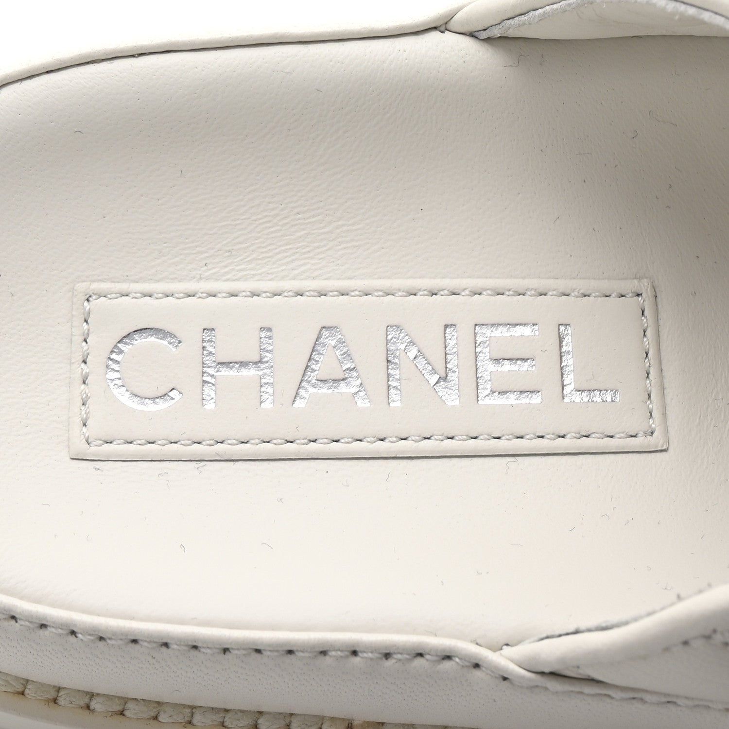 Lambskin Quilted Velcro Dad Chain CC Slide Sandals 37.5 White